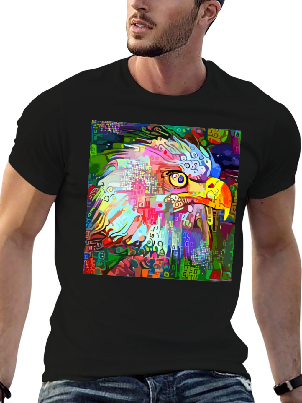 Abstract Eagle Graphic Black T-Shirt