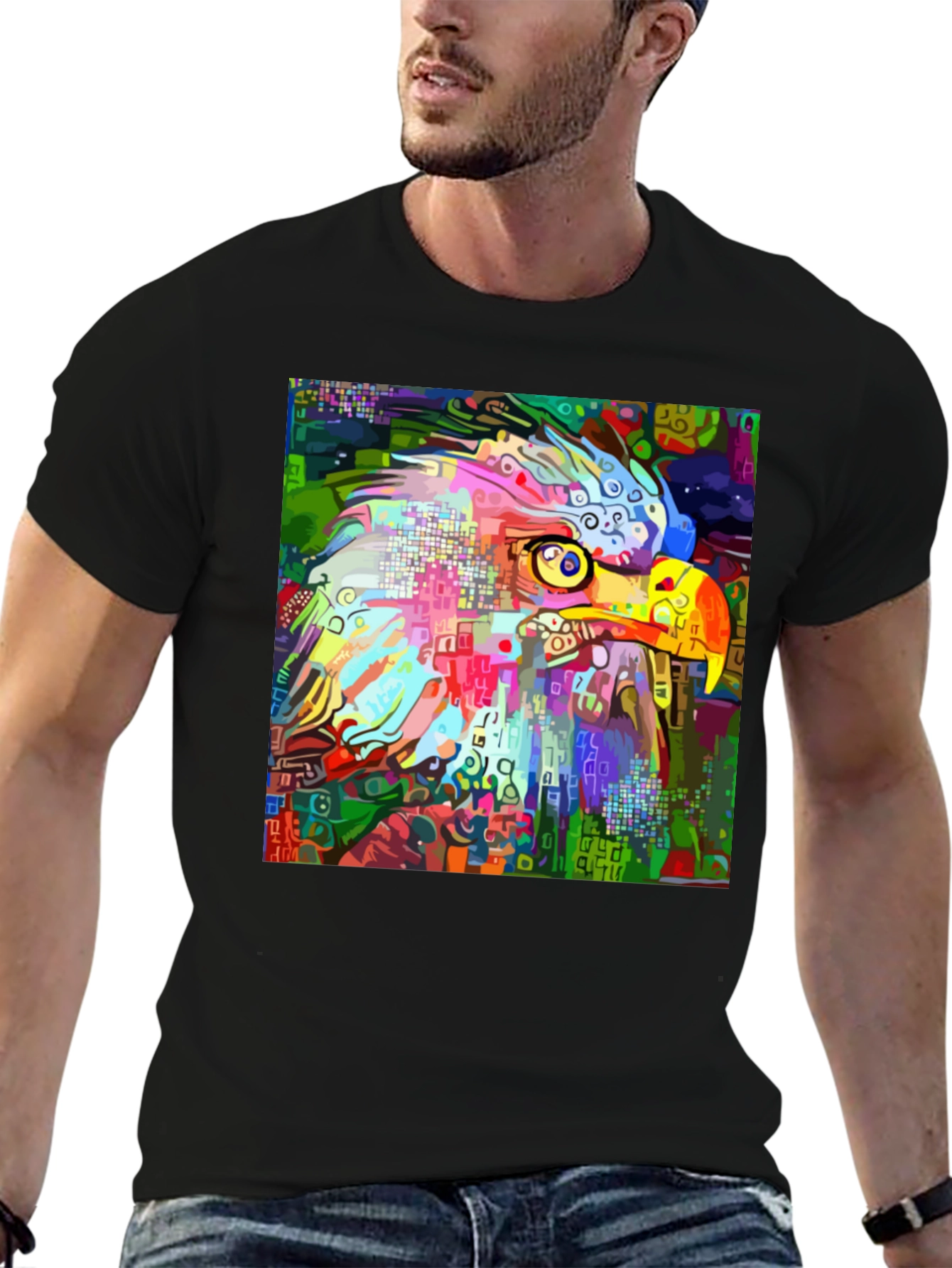 Abstract Eagle Graphic Black T-Shirt