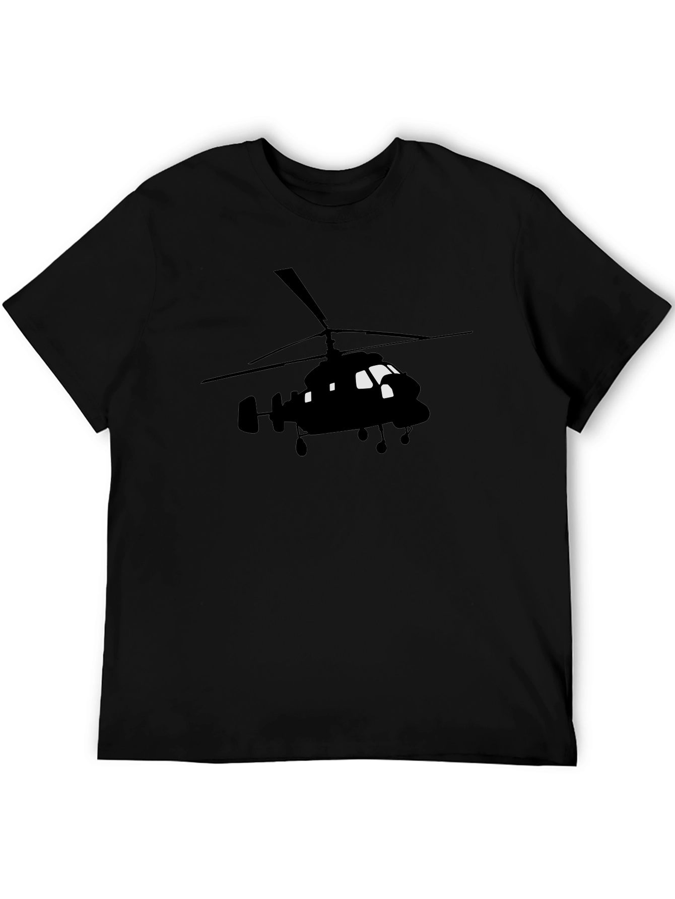 Black Helicopter Graphic Tee - Aviation Enthusiast Shirt