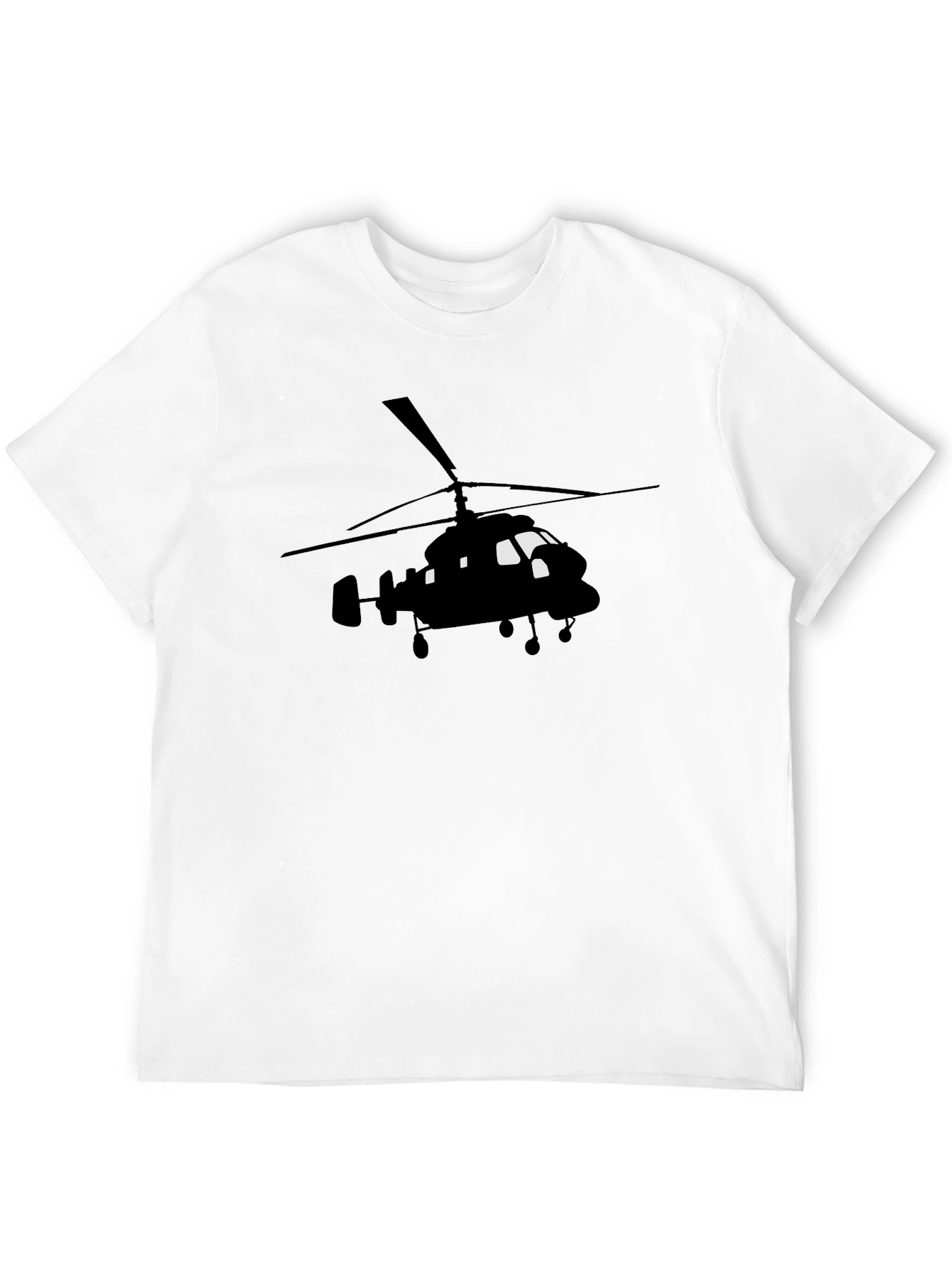Black Helicopter Graphic Tee - Aviation Enthusiast Shirt