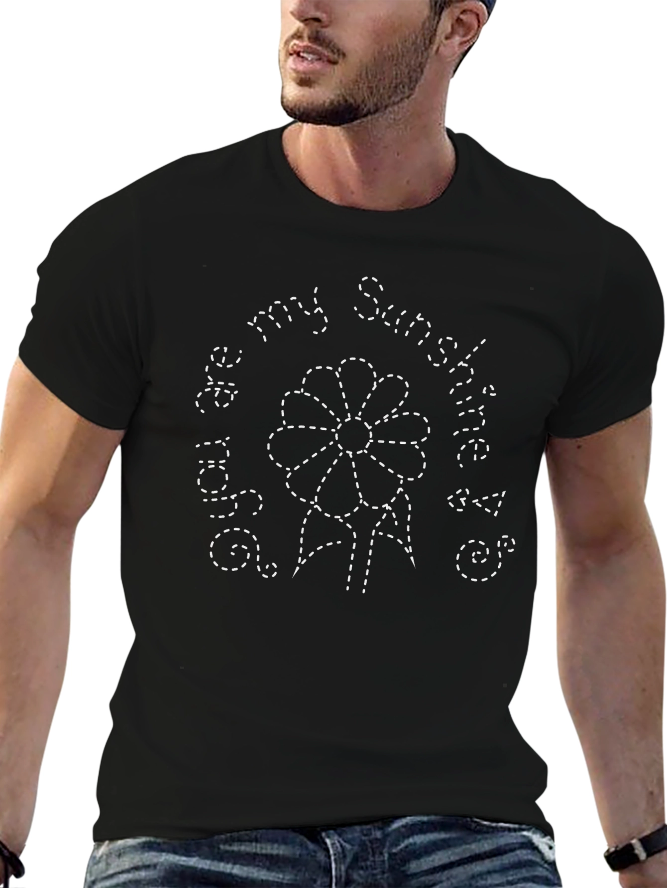 Sunshine Flower Graphic Tee - Black Cotton Blend Shirt