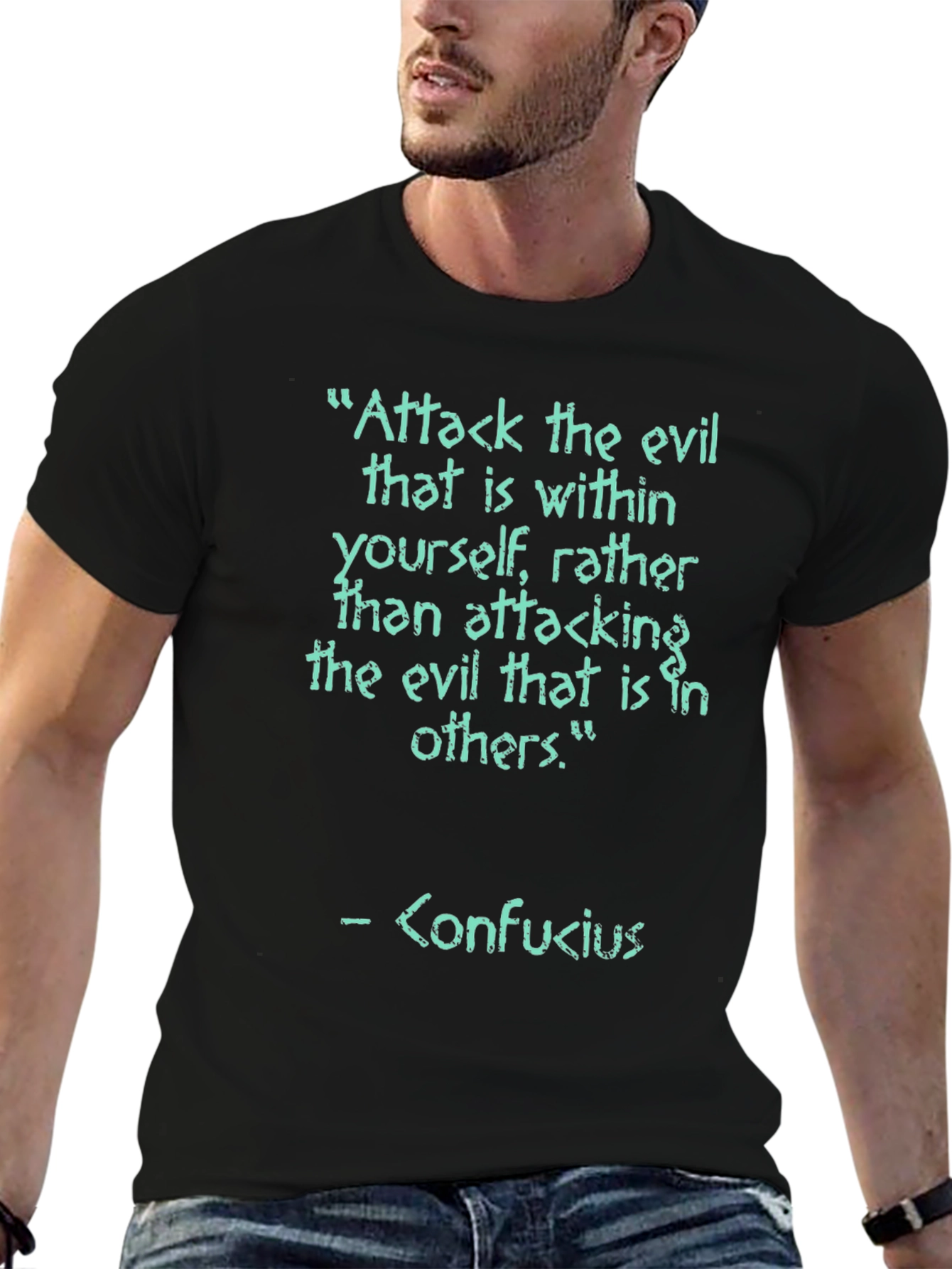 Confucius Quote Graphic Tee - Attack the Evil Within