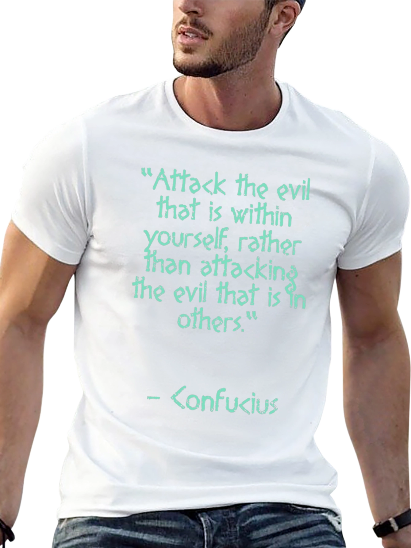Confucius Quote Graphic Tee - Attack the Evil Within