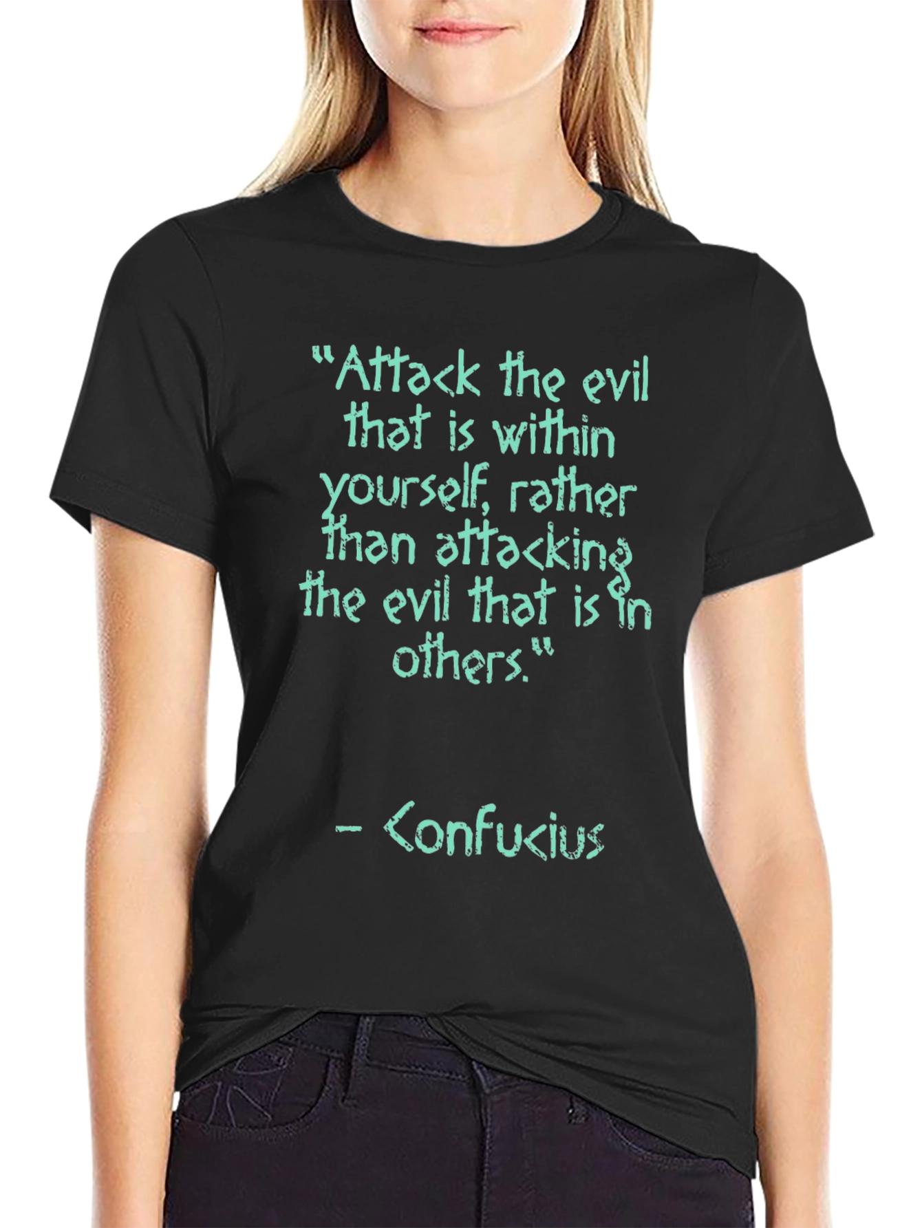 Confucius Quote Graphic Tee - Attack the Evil Within