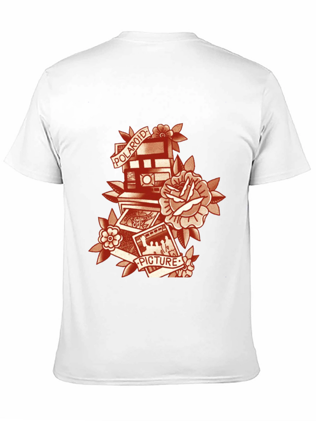 Retro Polaroid Camera & Rose Graphic T-Shirt