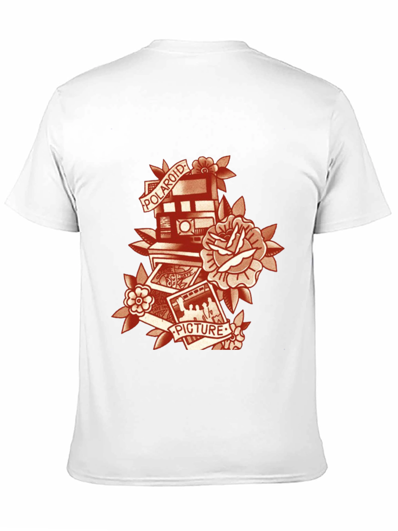 Retro Polaroid Camera & Rose Graphic T-Shirt