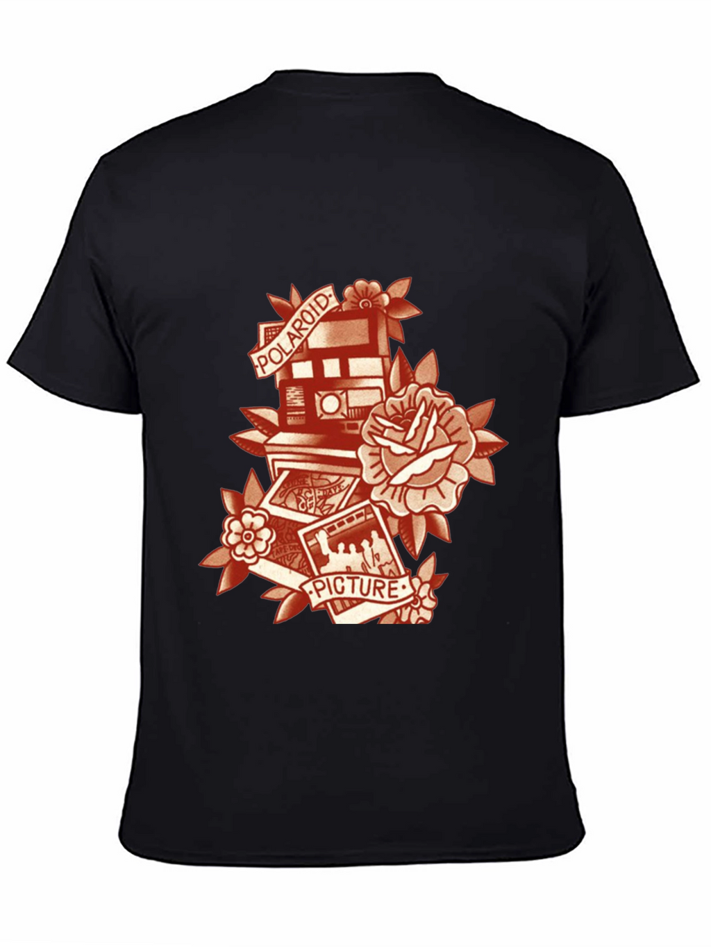 Retro Polaroid Camera & Rose Graphic T-Shirt