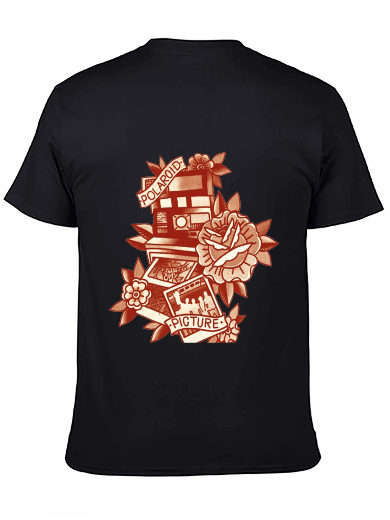 Retro Polaroid Camera & Rose Graphic T-Shirt