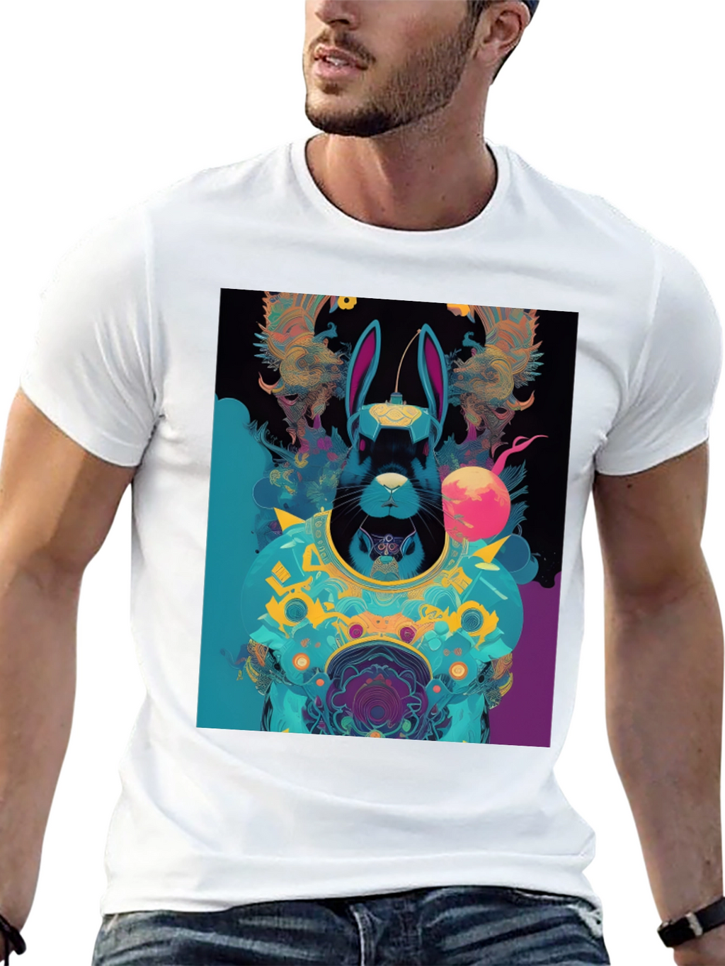 Cyberpunk Rabbit Graphic Tee - Black