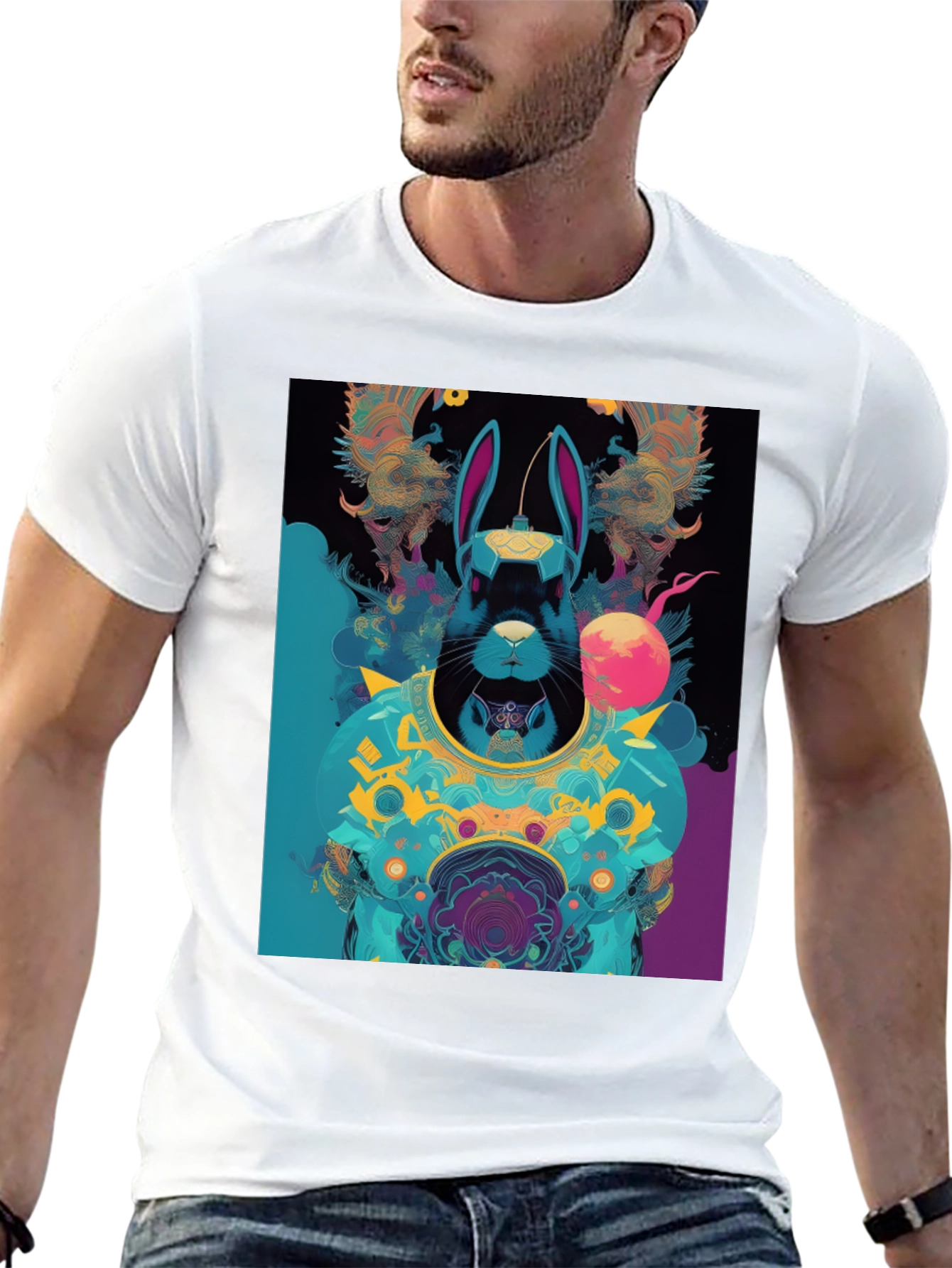 Cyberpunk Rabbit Graphic Tee - Black