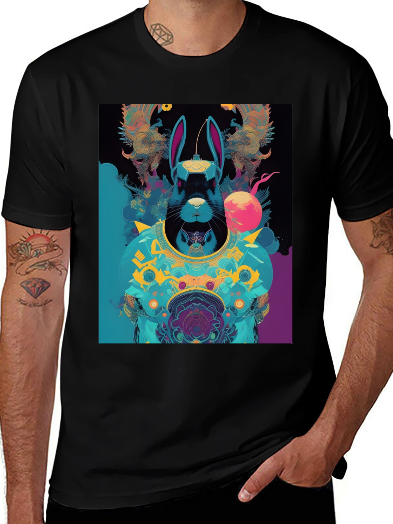Cyberpunk Rabbit Graphic Tee - Black