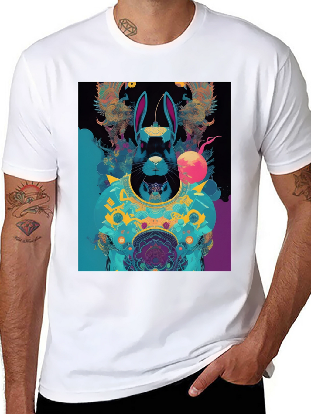 Cyberpunk Rabbit Graphic Tee - Black