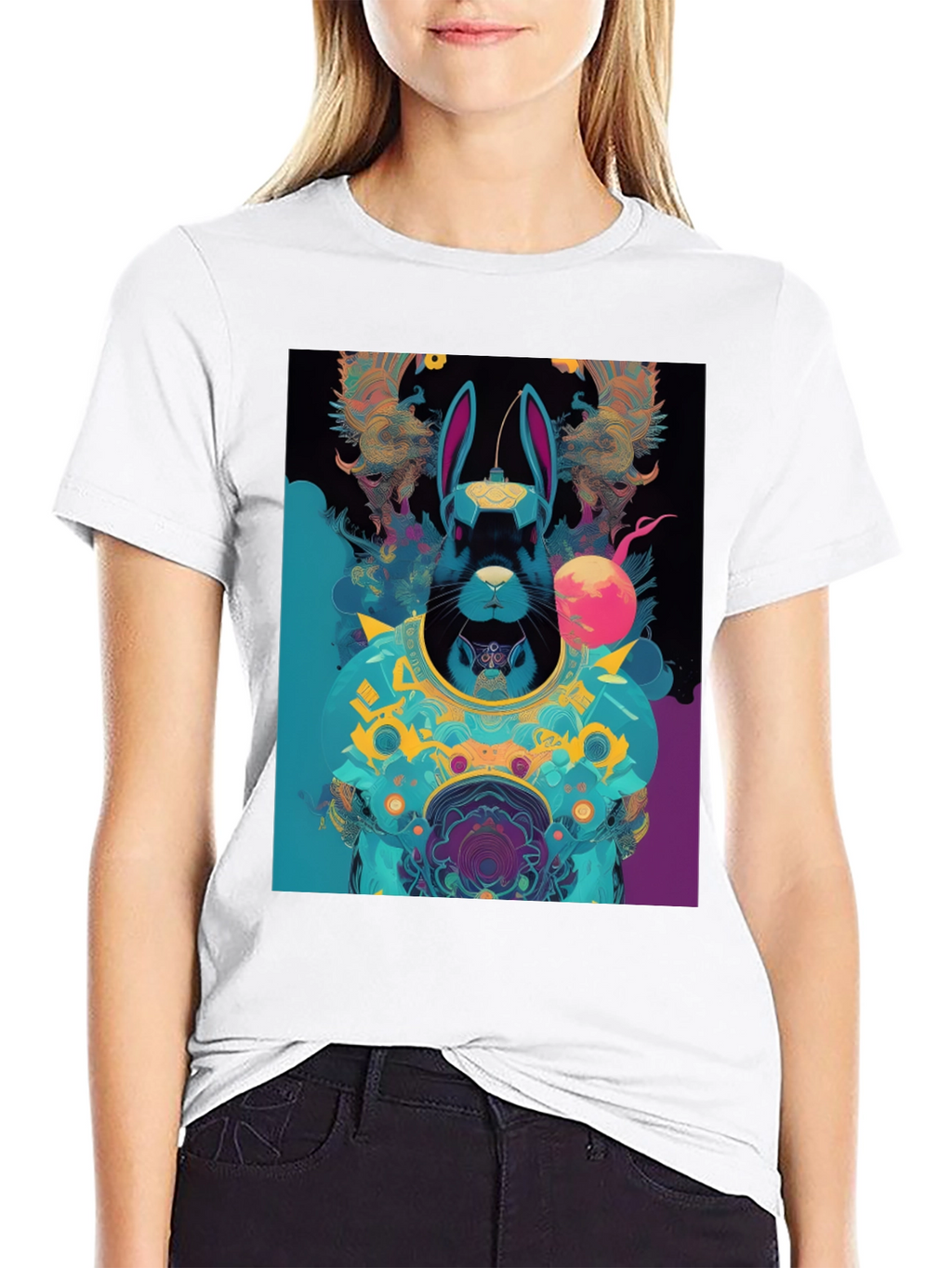 Cyberpunk Rabbit Graphic Tee - Black