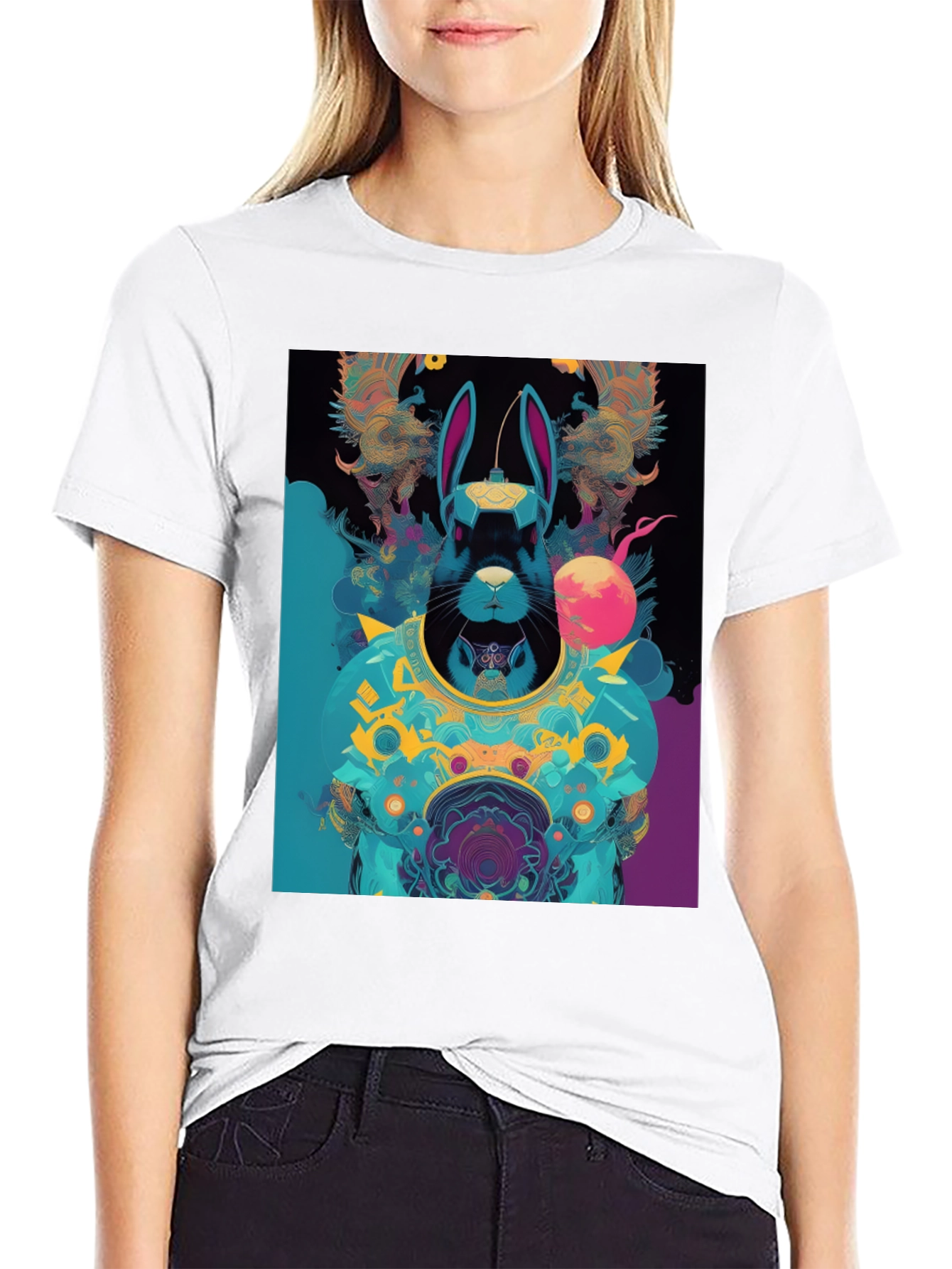 Cyberpunk Rabbit Graphic Tee - Black