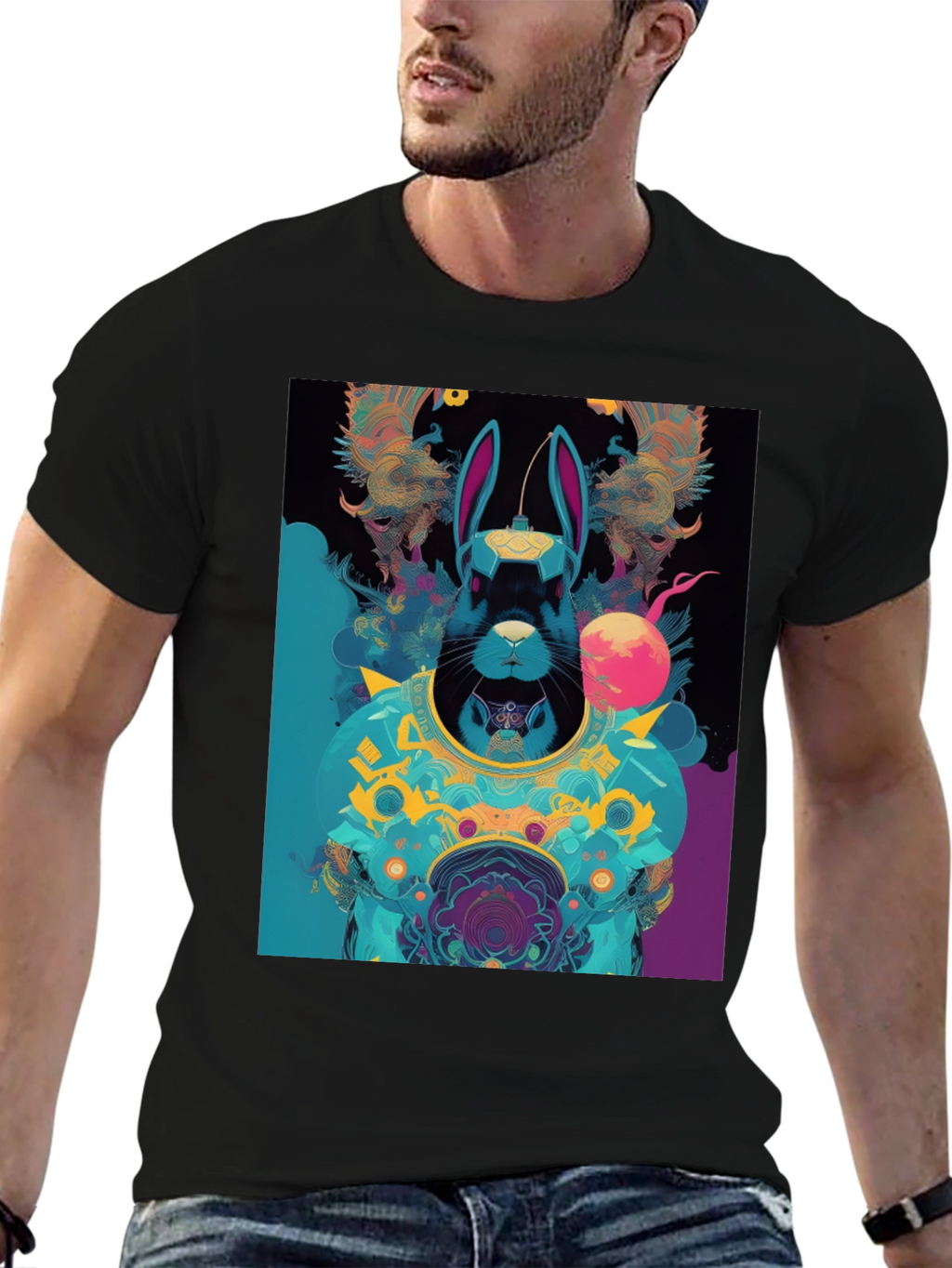 Cyberpunk Rabbit Graphic Tee - Black