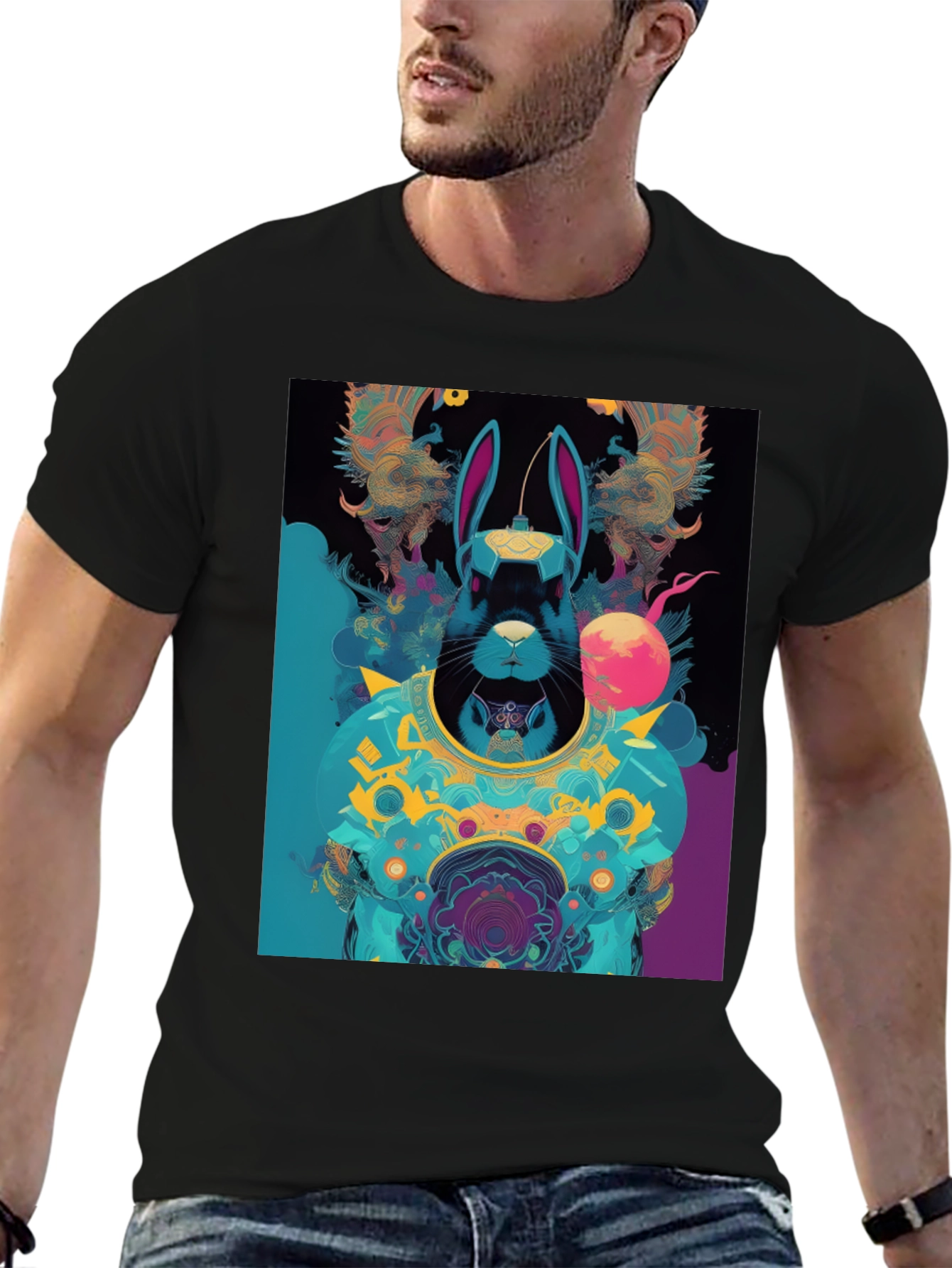 Cyberpunk Rabbit Graphic Tee - Black
