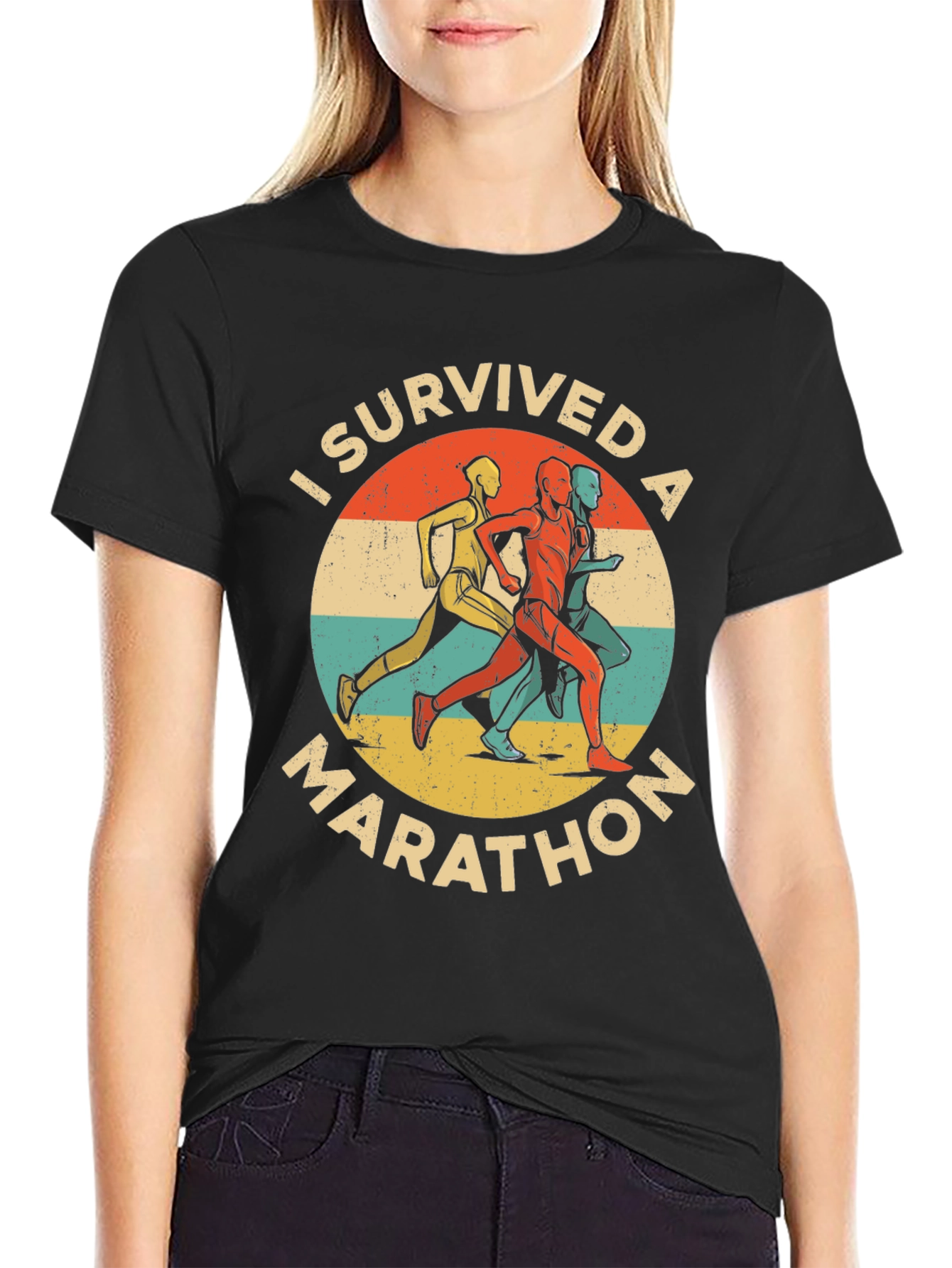 I Survived A Marathon Retro T-Shirt