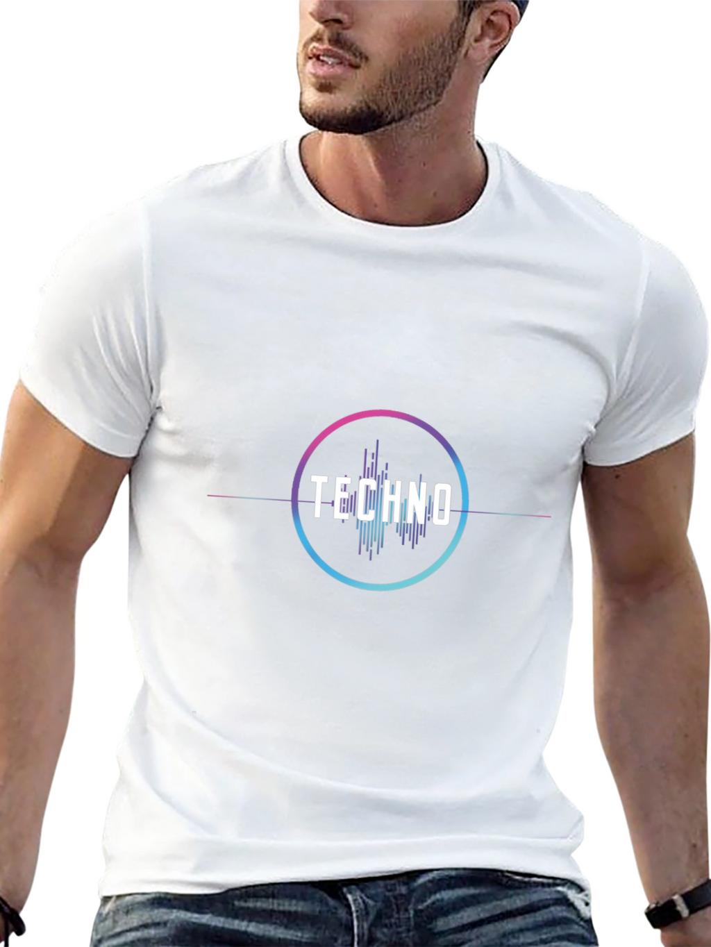 Techno Music Graphic Tee - Stylish Black Cotton T-Shirt