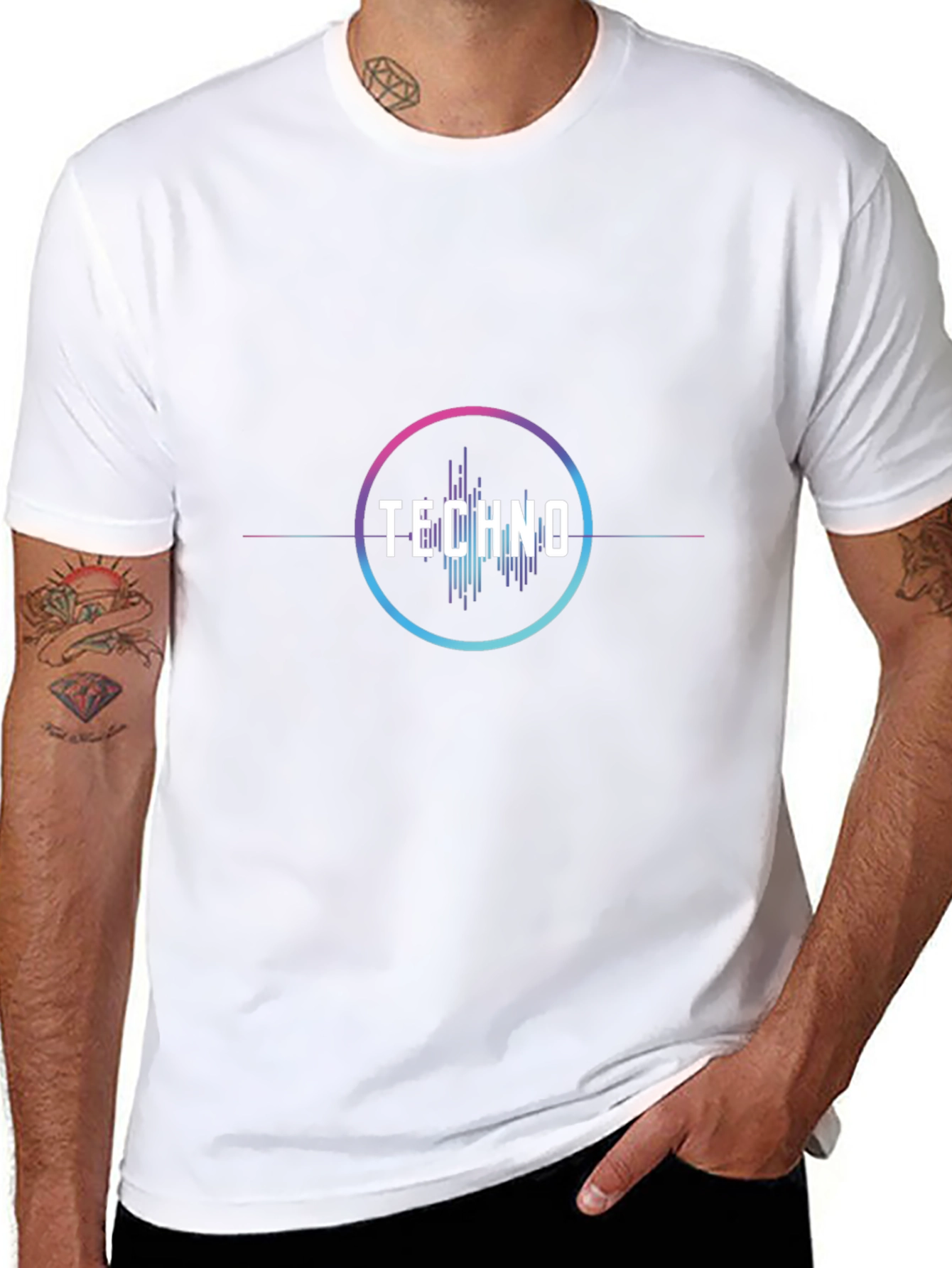 Techno Music Graphic Tee - Stylish Black Cotton T-Shirt