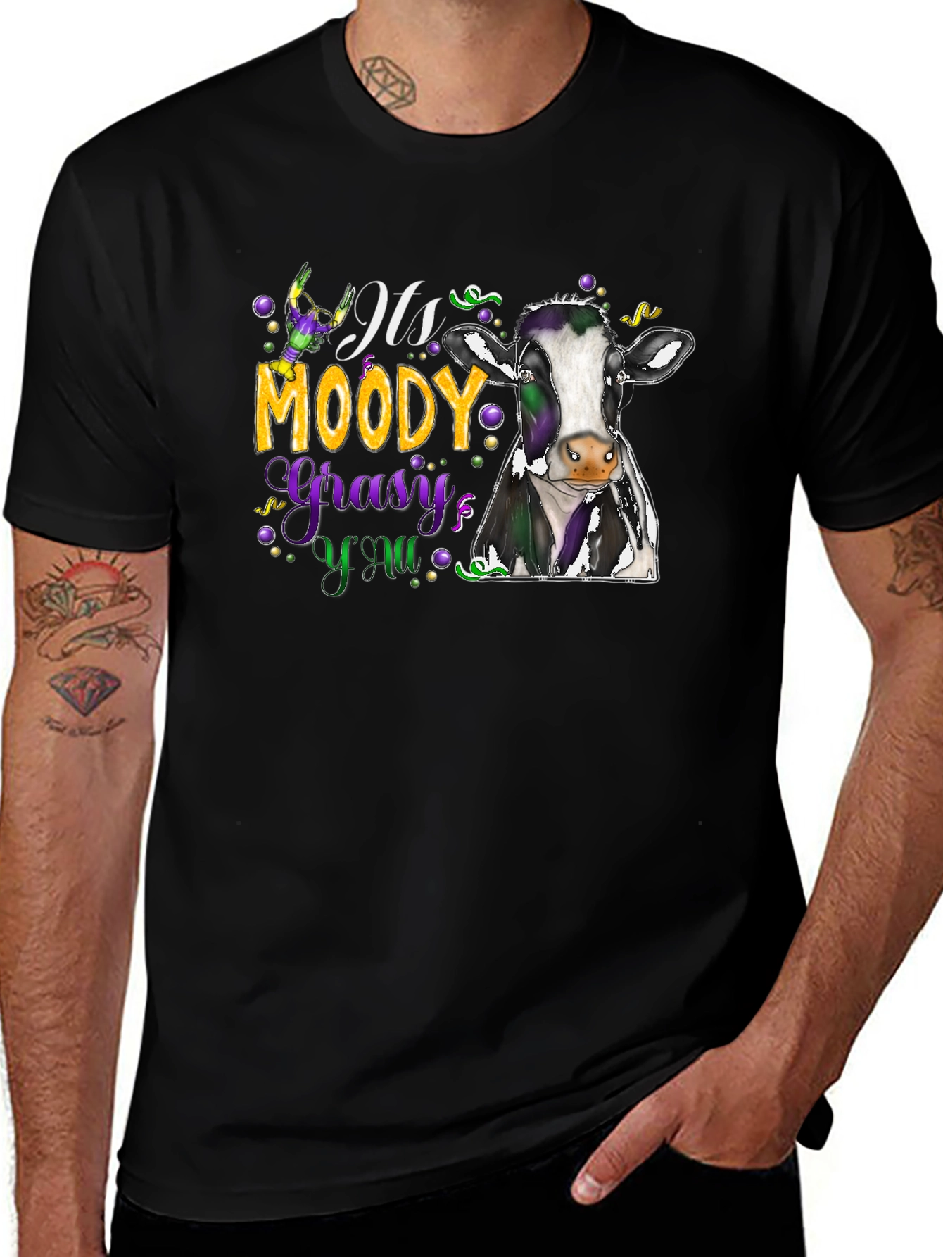Moody Gras Cow T-Shirt