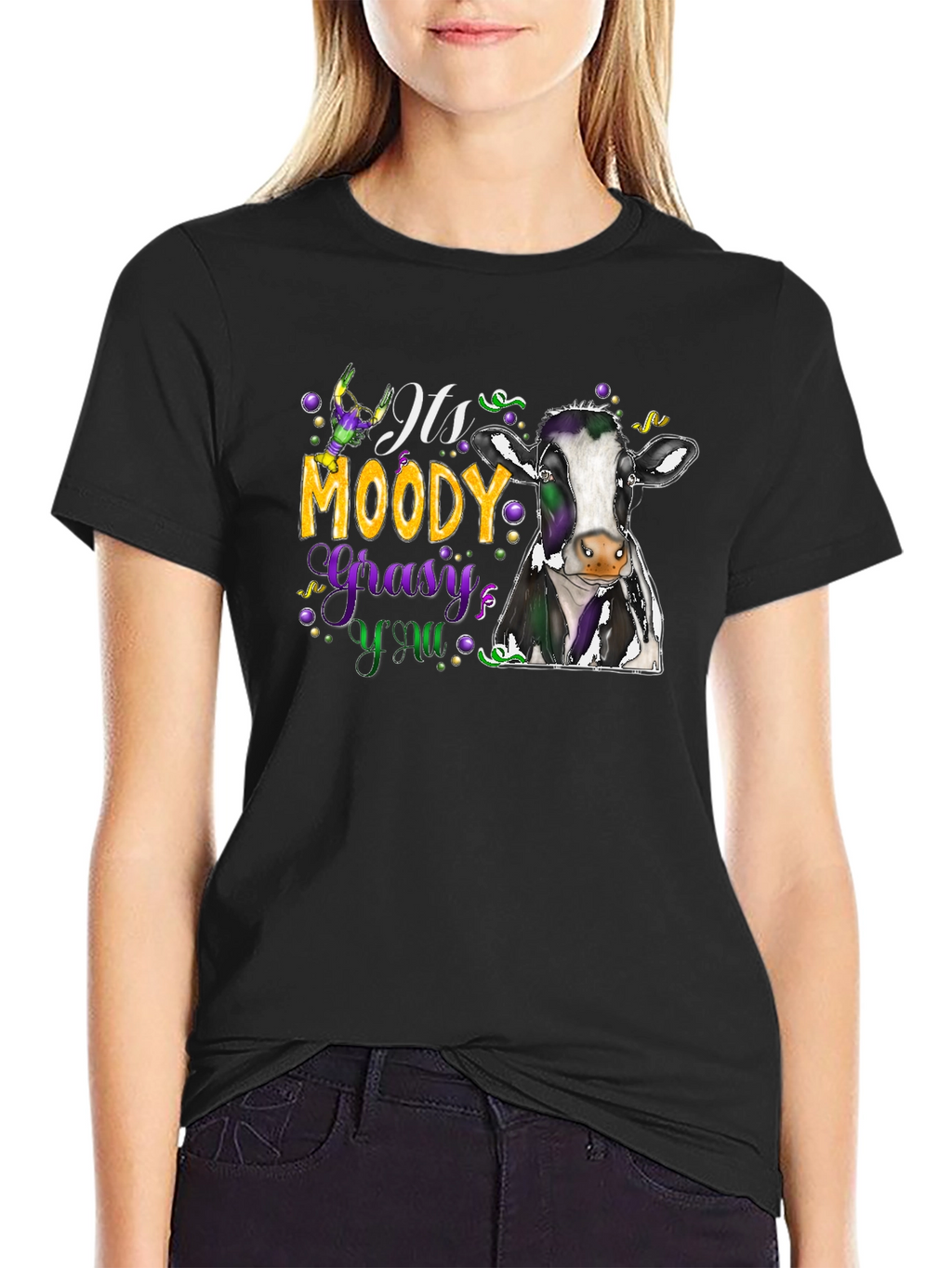 Moody Gras Cow T-Shirt