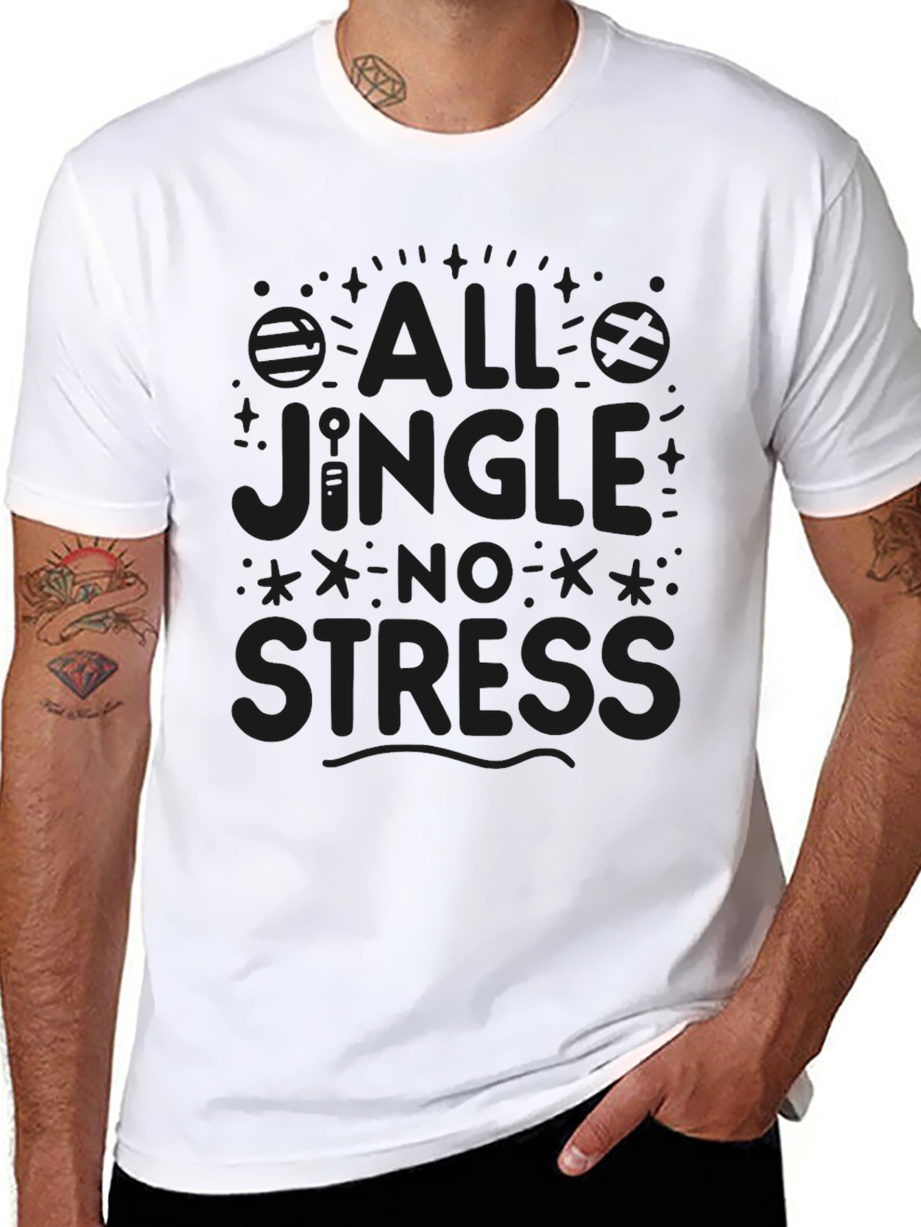 All Jingle No Stress Black Graphic Tee