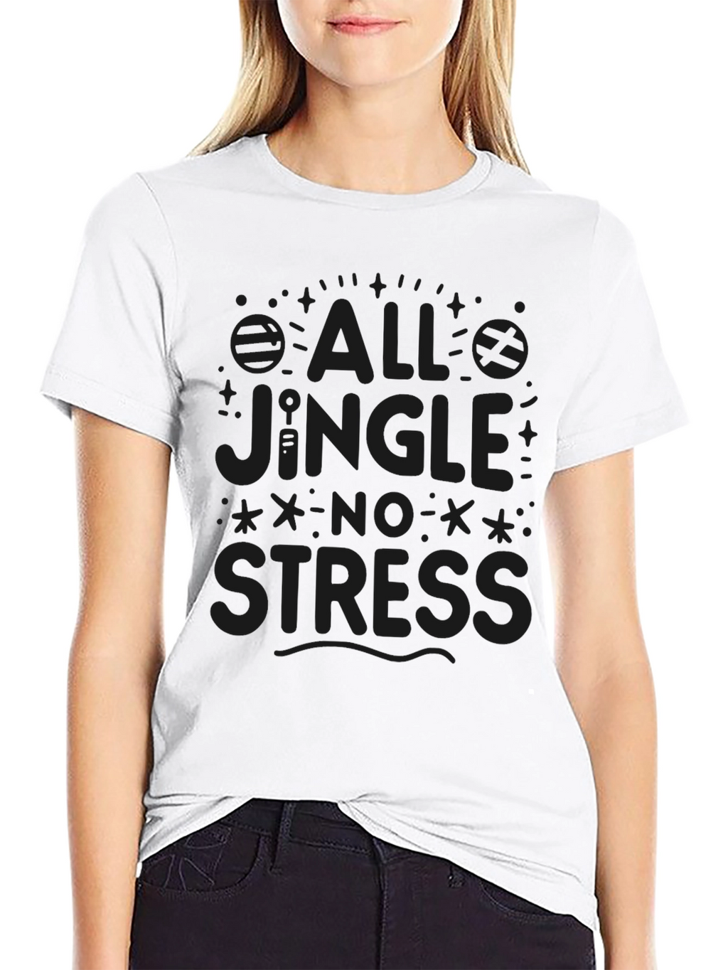 All Jingle No Stress Black Graphic Tee