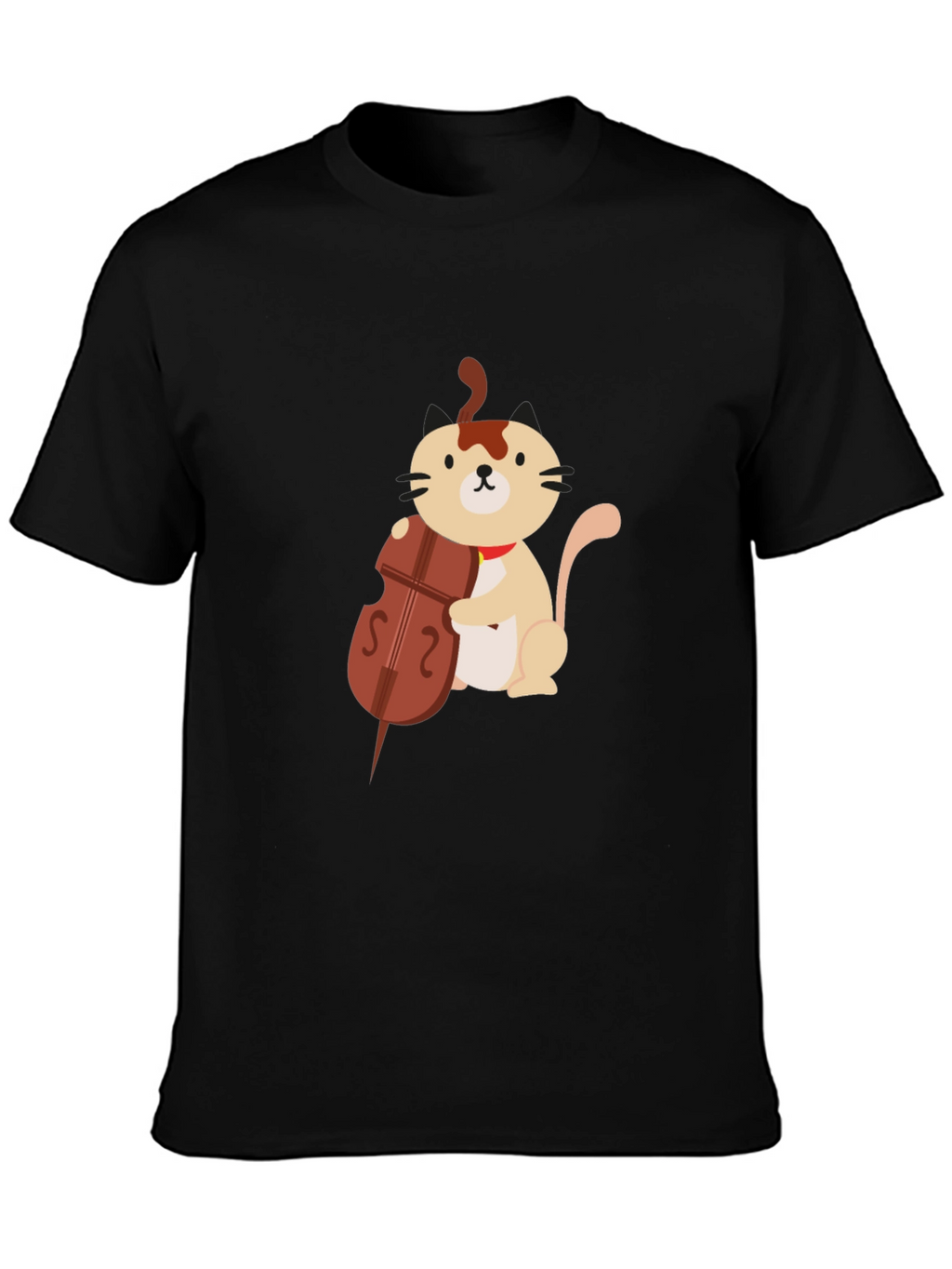 Cat Playing Cello Graphic Tee - Black Unisex T-Shirt