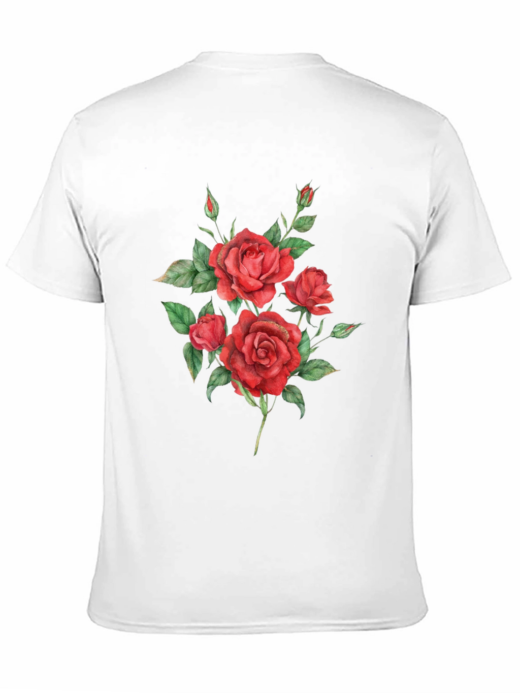 Red Roses Graphic Print Black T-Shirt