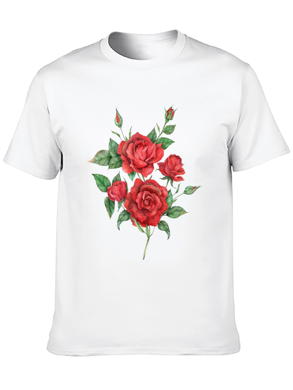 Red Roses Graphic Print Black T-Shirt