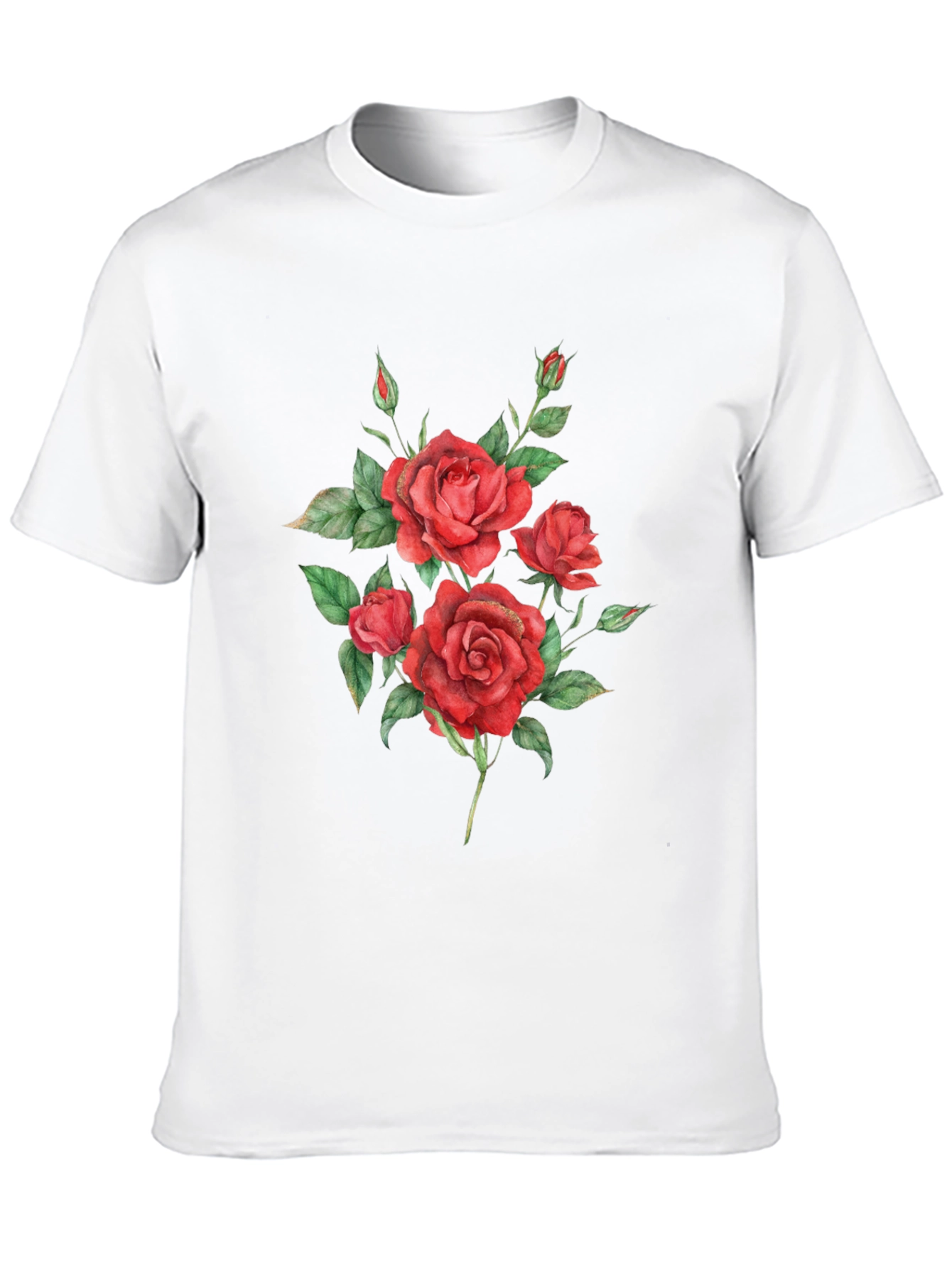 Red Roses Graphic Print Black T-Shirt