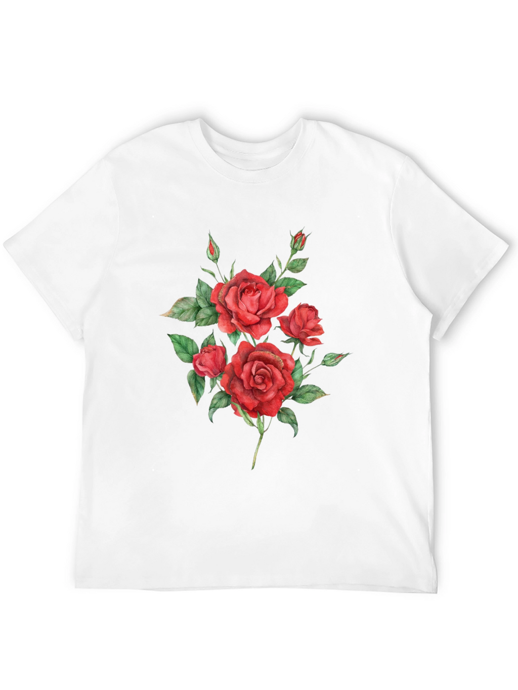 Red Roses Graphic Print Black T-Shirt