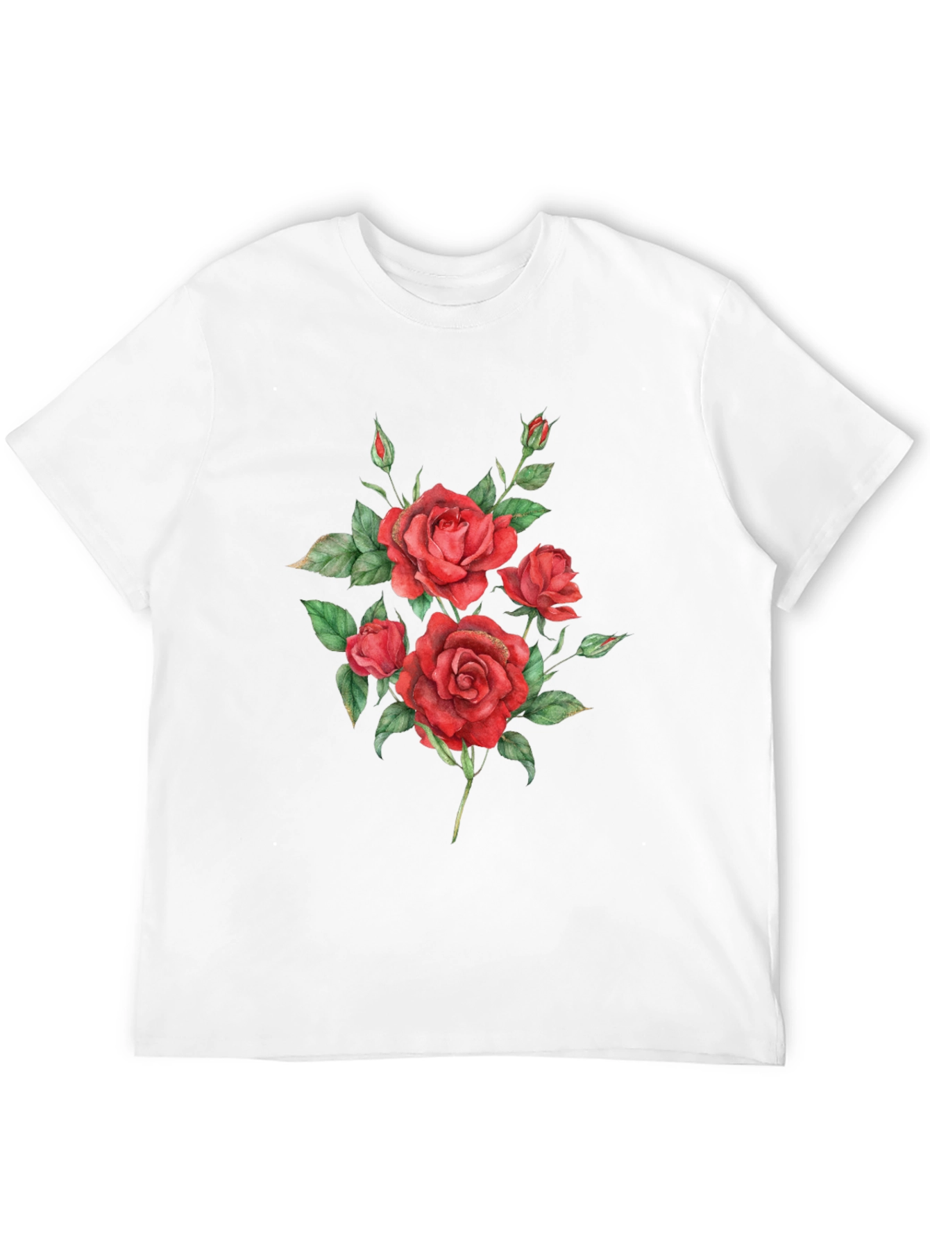 Red Roses Graphic Print Black T-Shirt