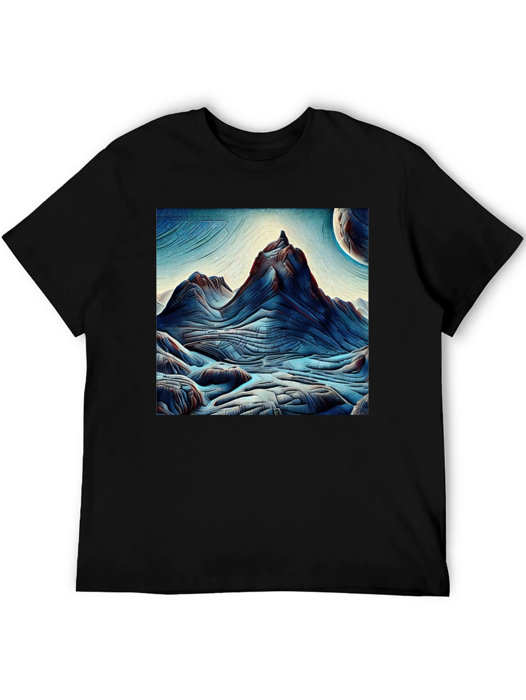 Abstract Mountain Graphic Tee - Black