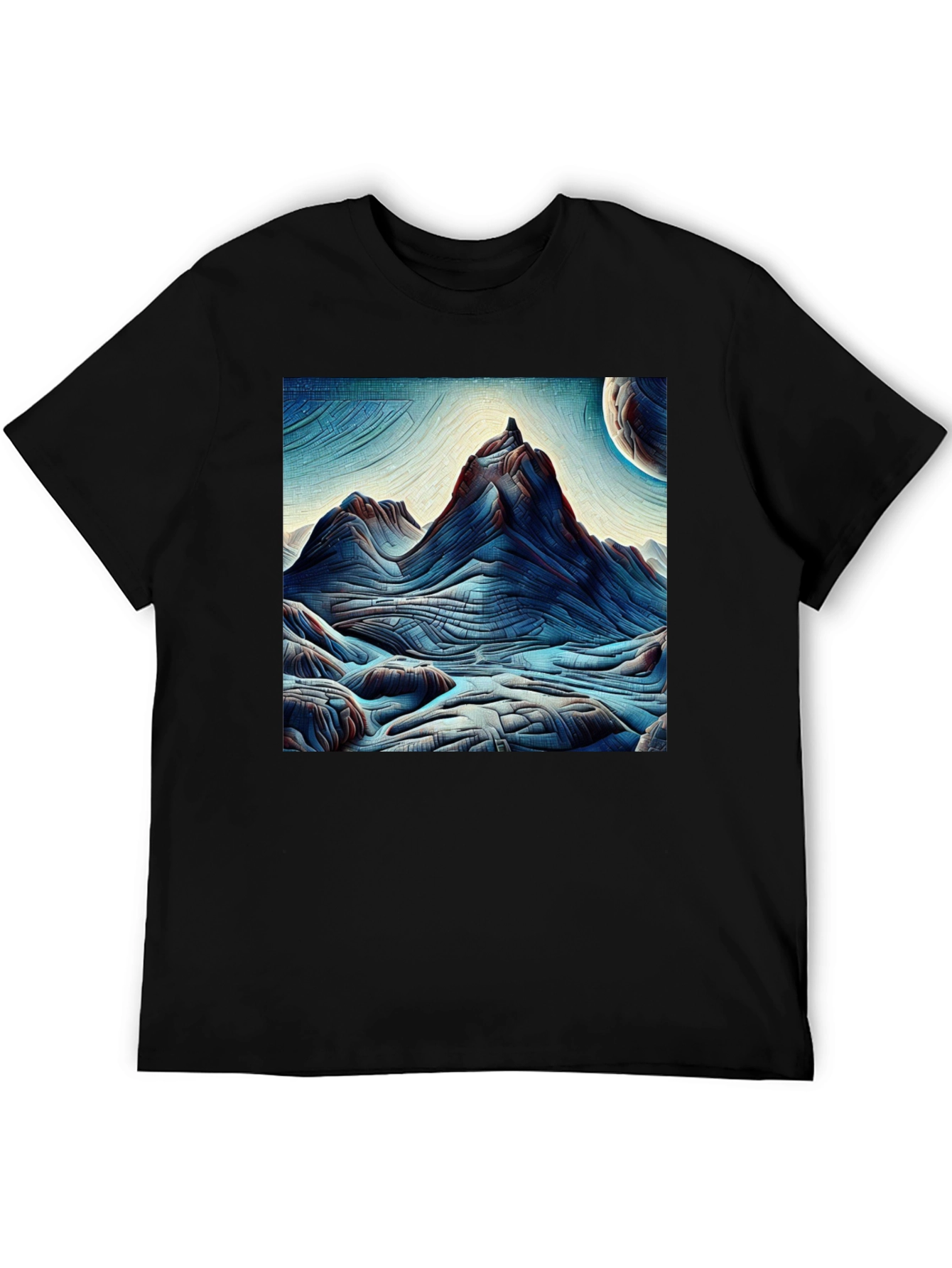 Abstract Mountain Graphic Tee - Black