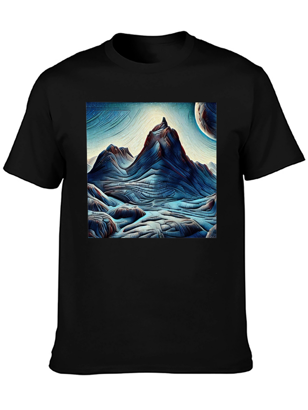 Abstract Mountain Graphic Tee - Black