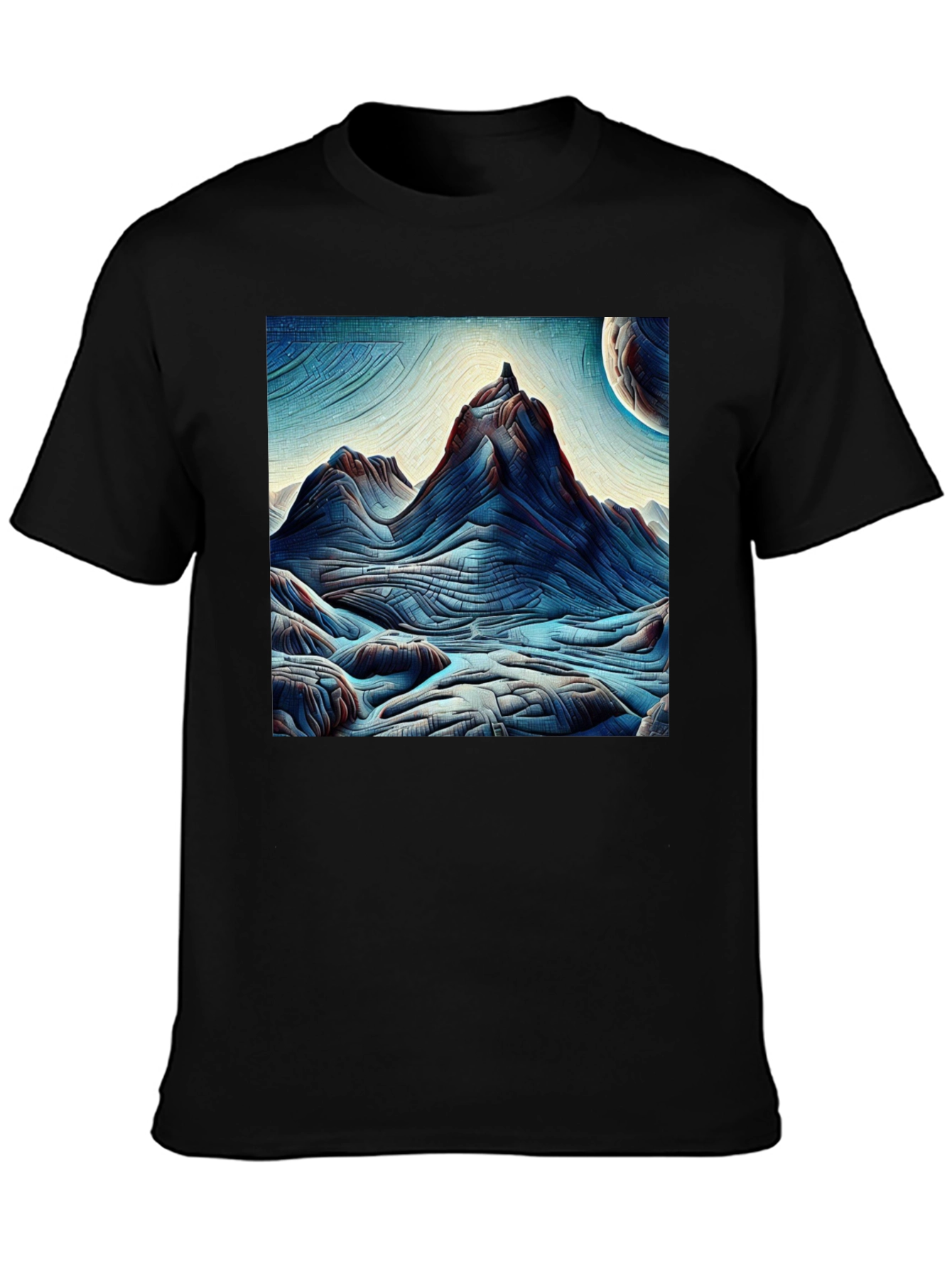 Abstract Mountain Graphic Tee - Black