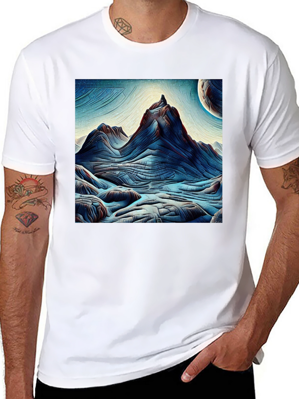 Abstract Mountain Graphic Tee - Black