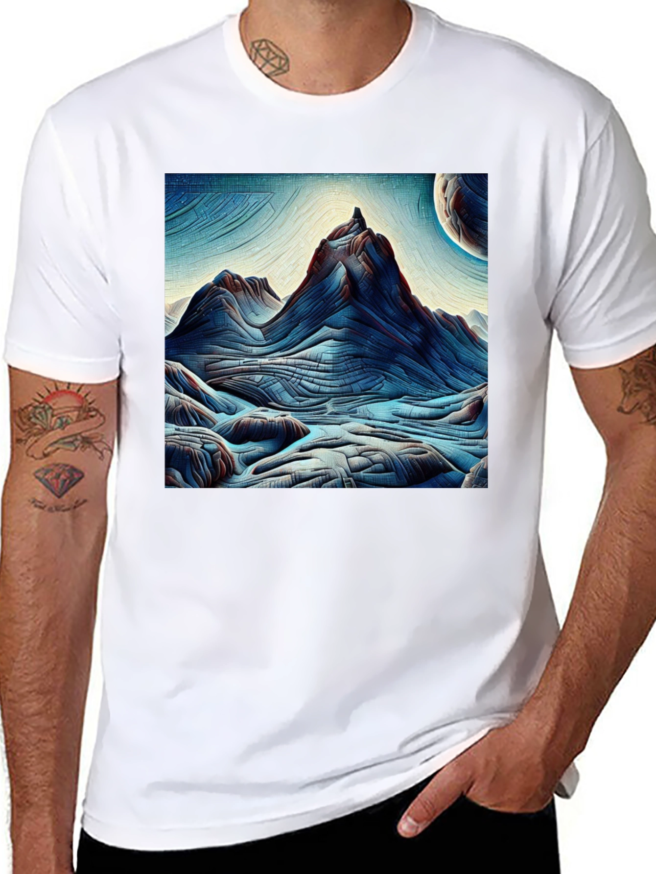 Abstract Mountain Graphic Tee - Black