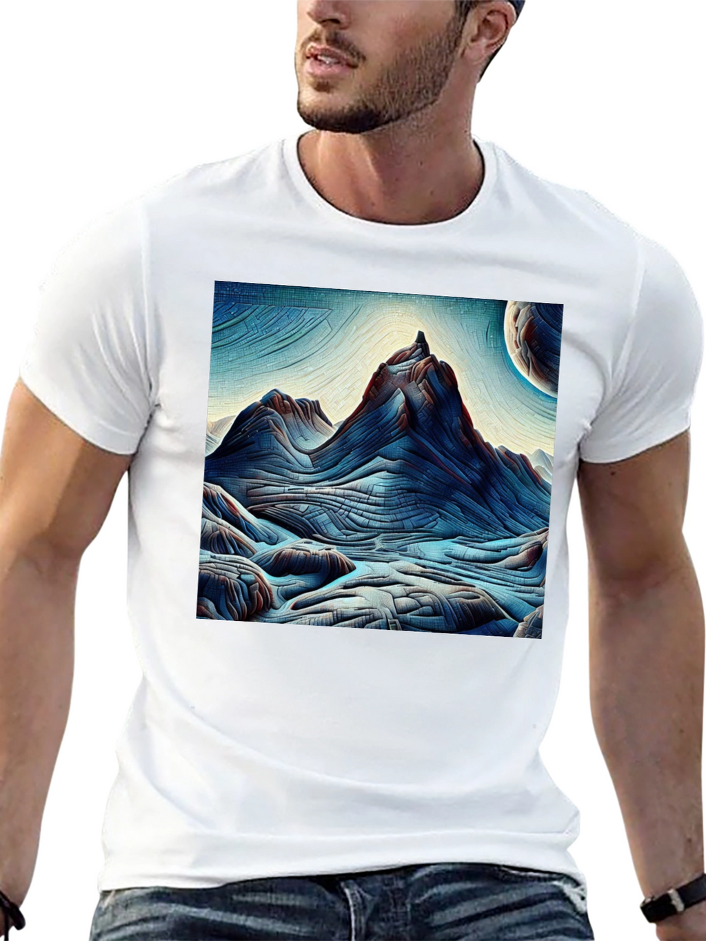 Abstract Mountain Graphic Tee - Black