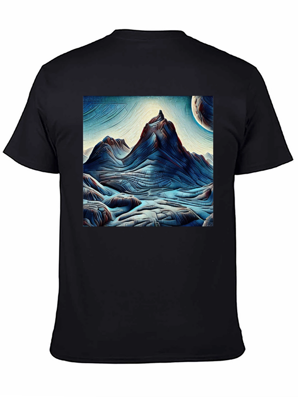 Abstract Mountain Graphic Tee - Black