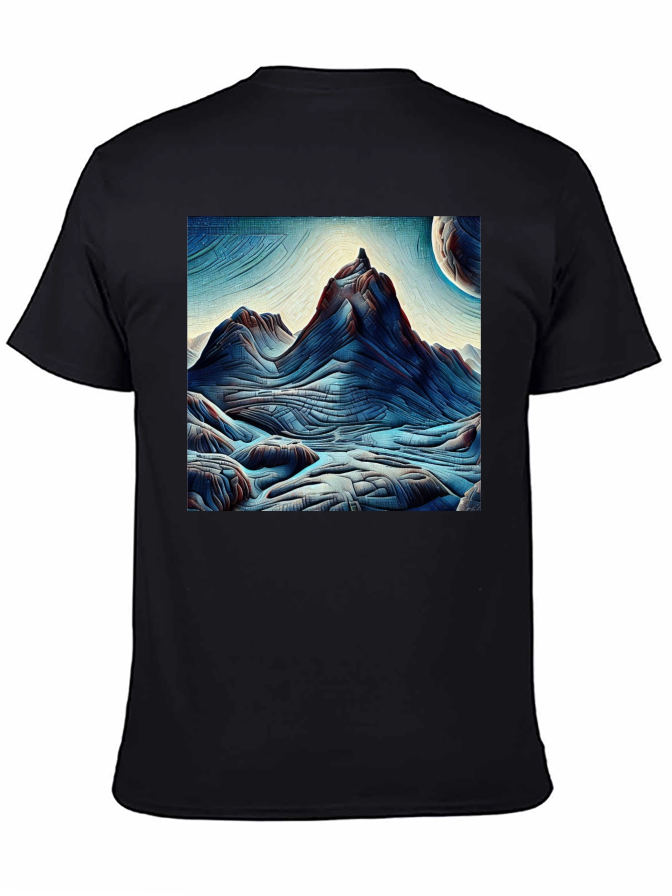 Abstract Mountain Graphic Tee - Black