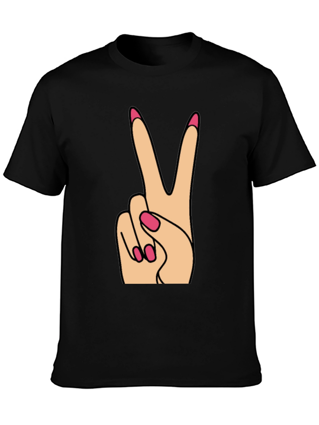 Peace Sign Hand Gesture Black T-Shirt