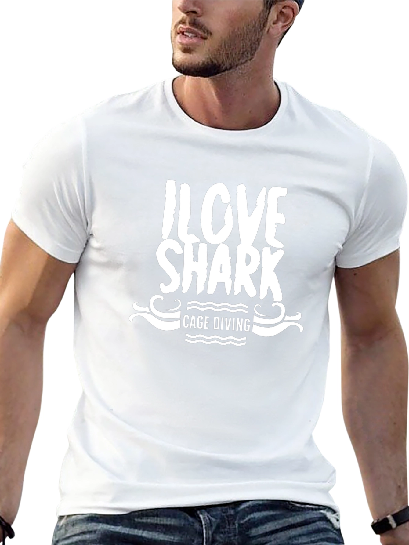 I Love Shark Cage Diving Mens Black T-Shirt