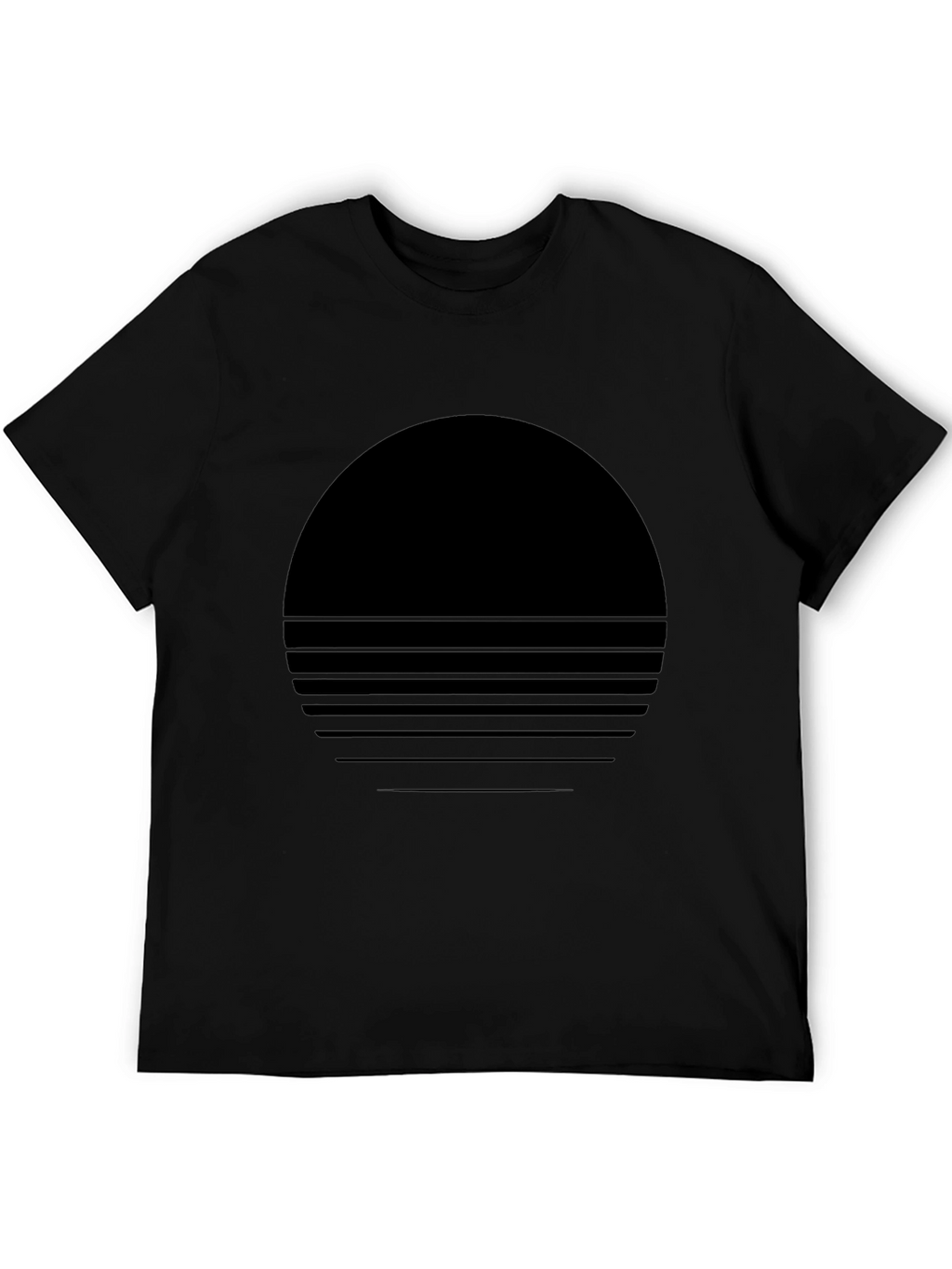 Retro Sunset Graphic Tee - Soft Black Cotton