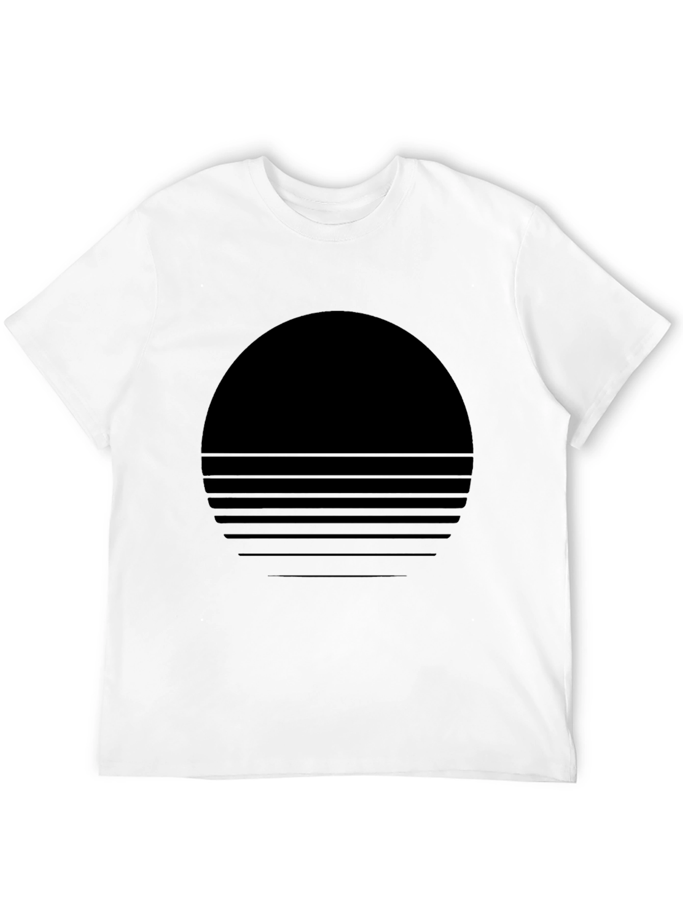 Retro Sunset Graphic Tee - Soft Black Cotton