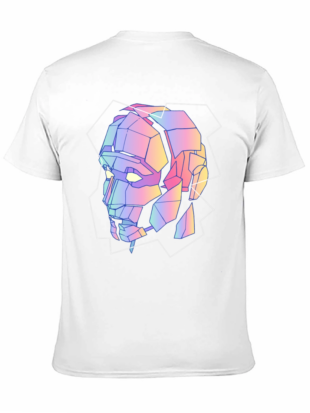 Geometric Robot Head Graphic Tee - Black