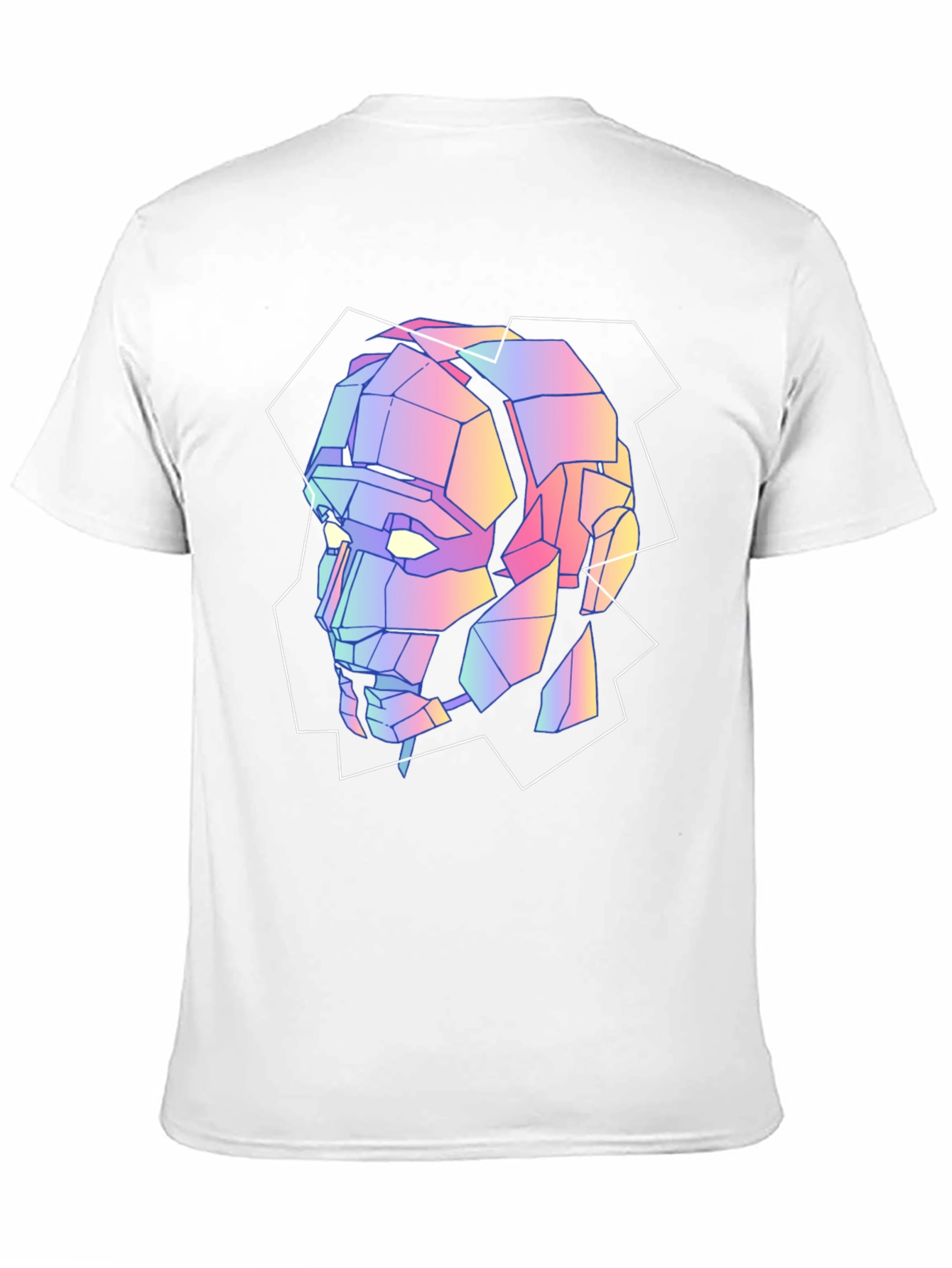 Geometric Robot Head Graphic Tee - Black