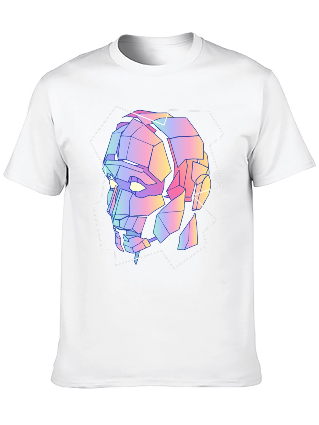 Geometric Robot Head Graphic Tee - Black