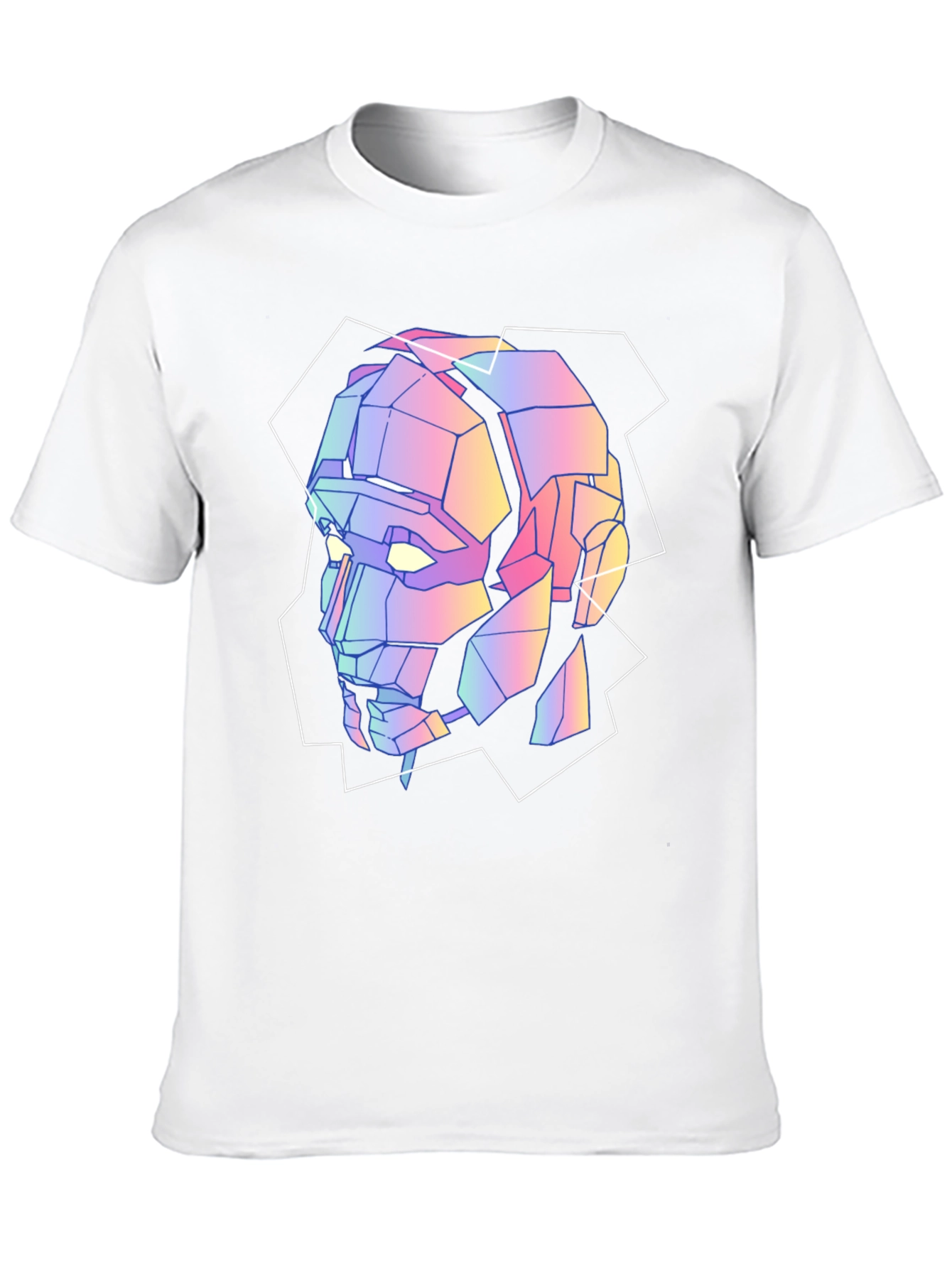Geometric Robot Head Graphic Tee - Black